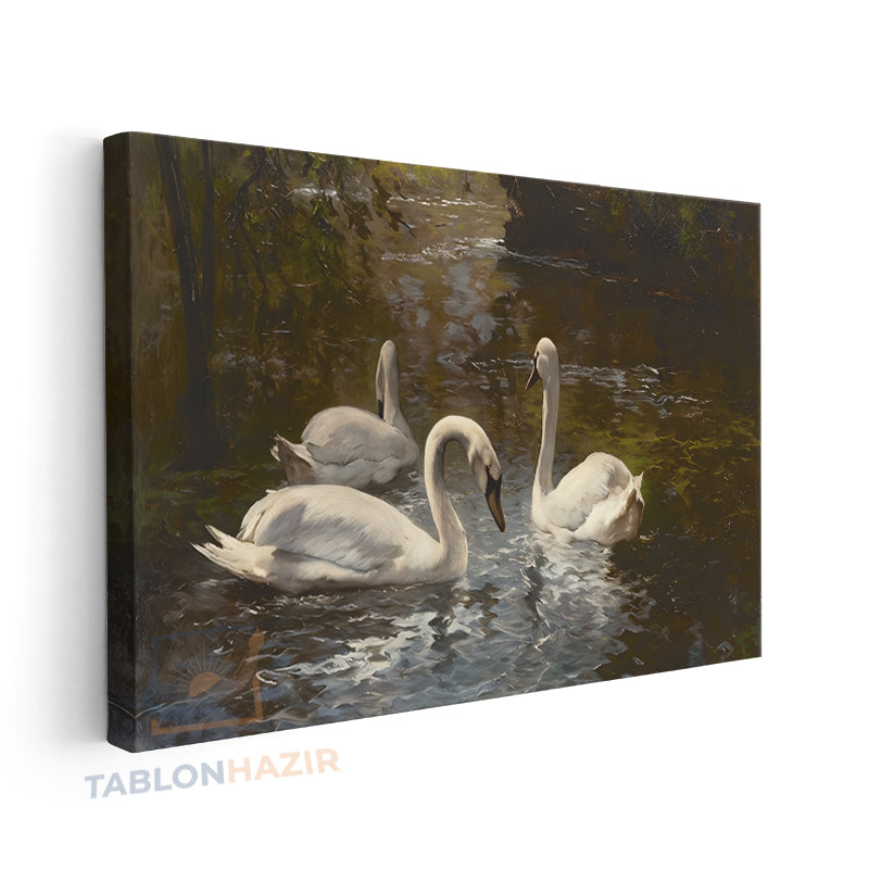 Yatay Kanvas Duvar Tablosu Beyazkugular Salon Tablosu Ofis Tablosu Yeni Ev Hediyesi Dekorasyon