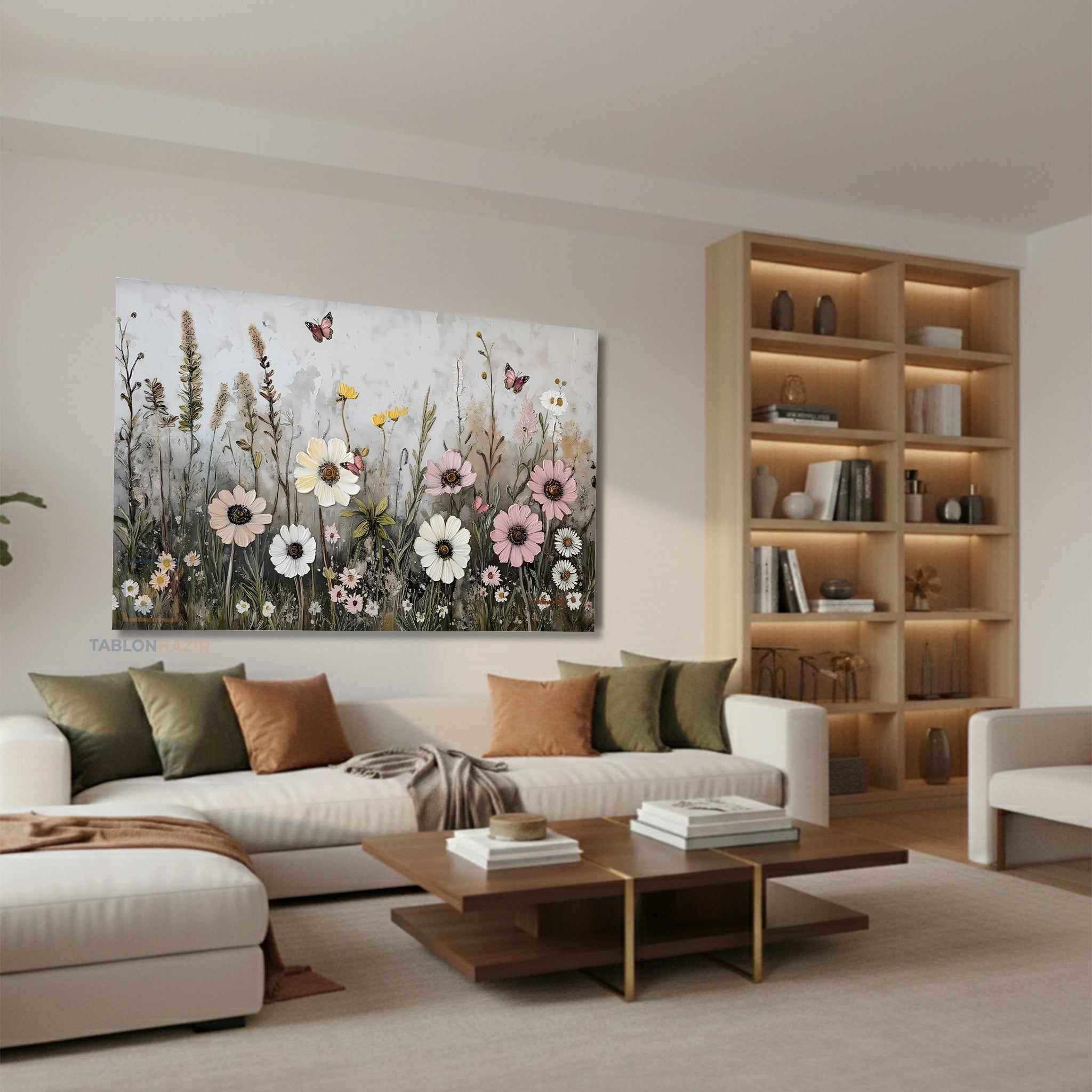 Yatay Kanvas Duvar Tablosu Cicekbahcesi11 Salon Tablosu Ofis Tablosu Yeni Ev Hediyesi Dekorasyon