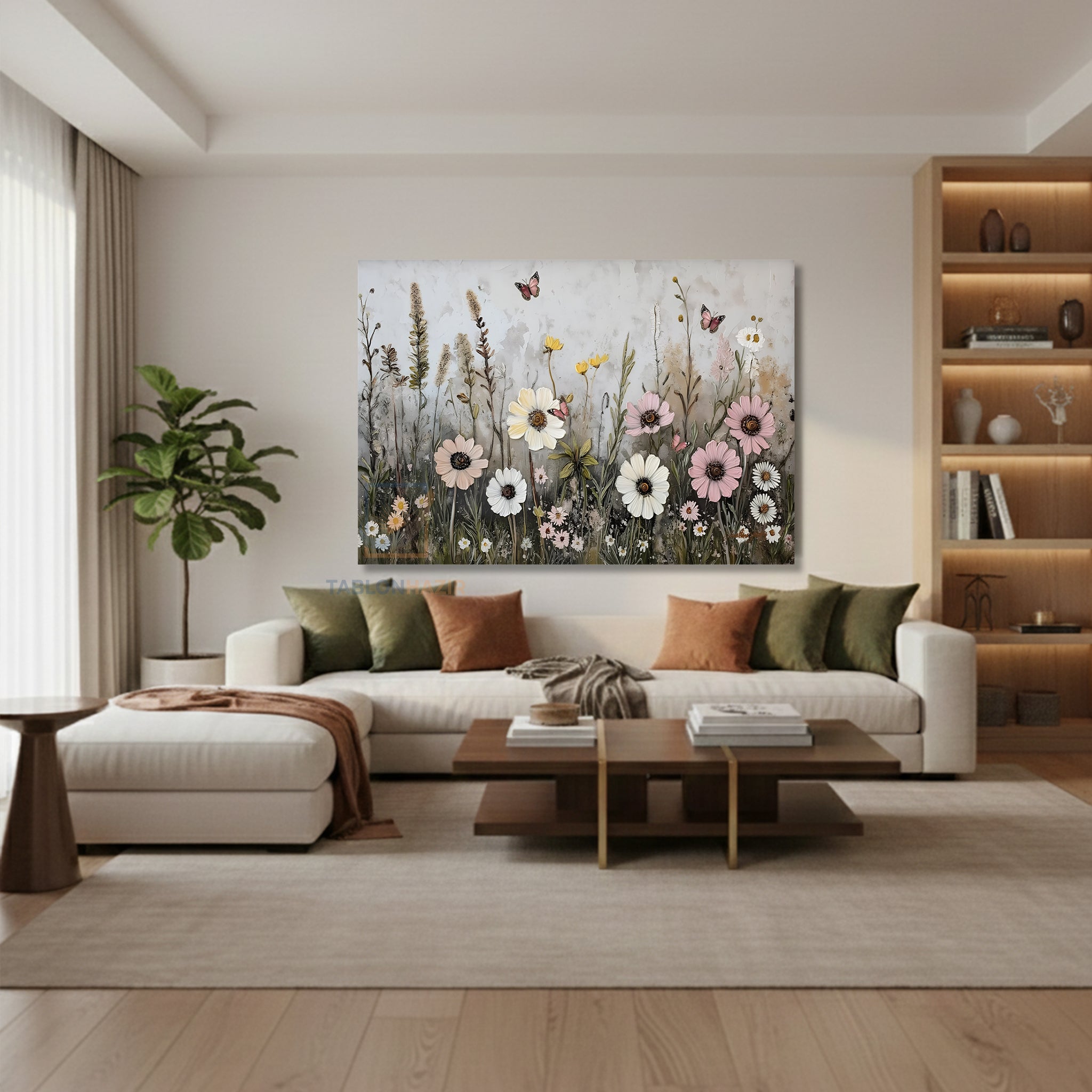 Yatay Kanvas Duvar Tablosu Cicekbahcesi11 Salon Tablosu Ofis Tablosu Yeni Ev Hediyesi Dekorasyon