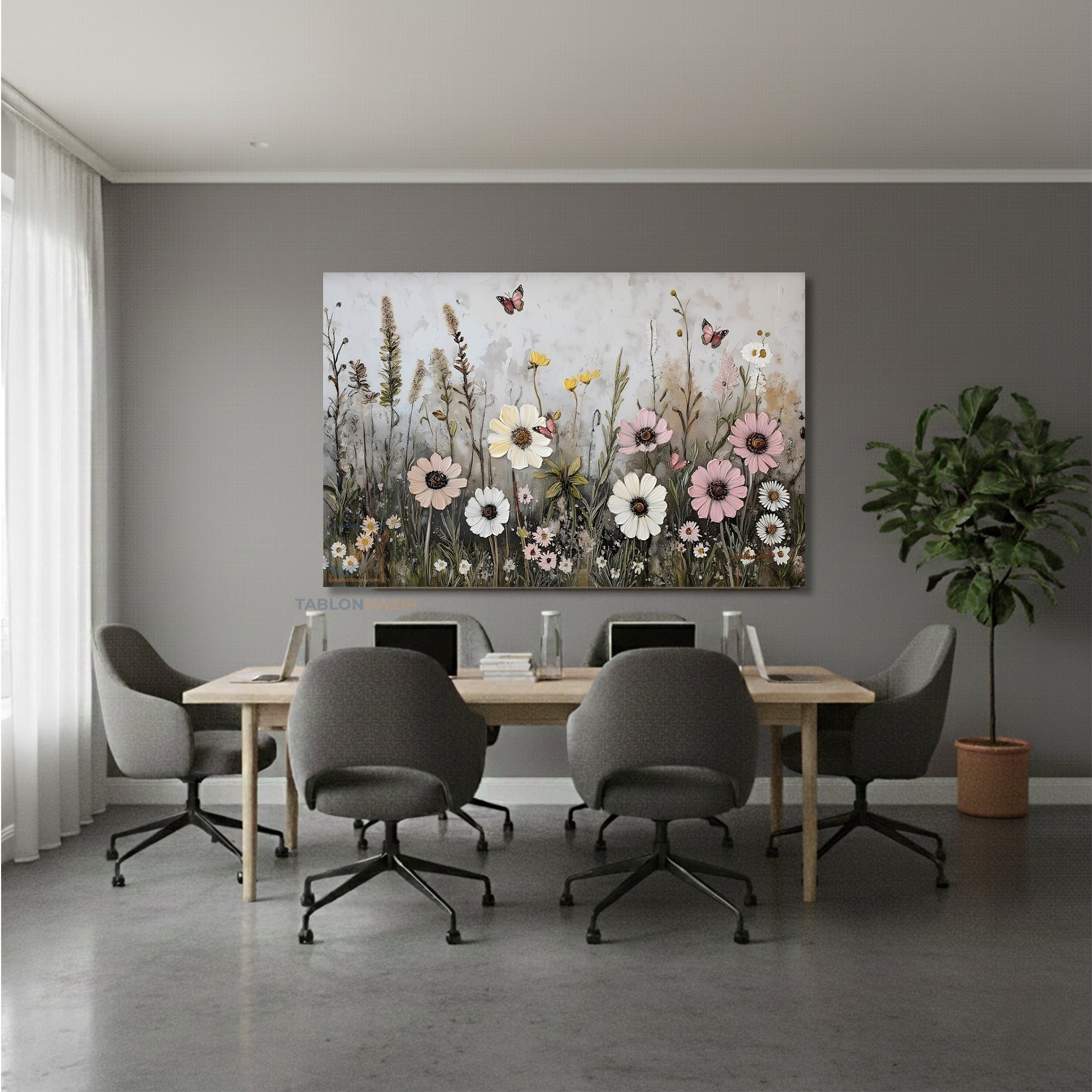 Yatay Kanvas Duvar Tablosu Cicekbahcesi11 Salon Tablosu Ofis Tablosu Yeni Ev Hediyesi Dekorasyon