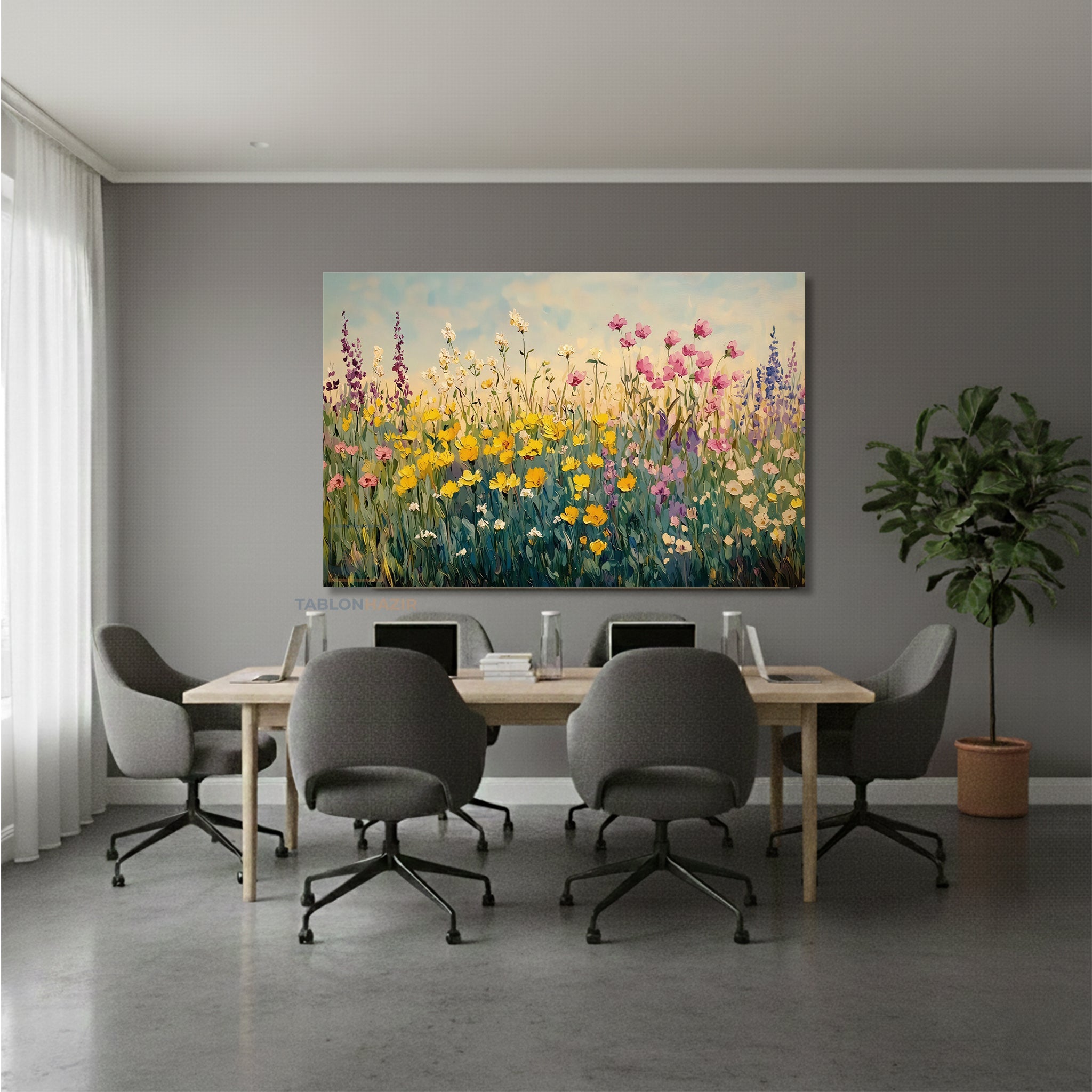 Yatay Kanvas Duvar Tablosu Cicekbahcesi22 Salon Tablosu Ofis Tablosu Yeni Ev Hediyesi Dekorasyon