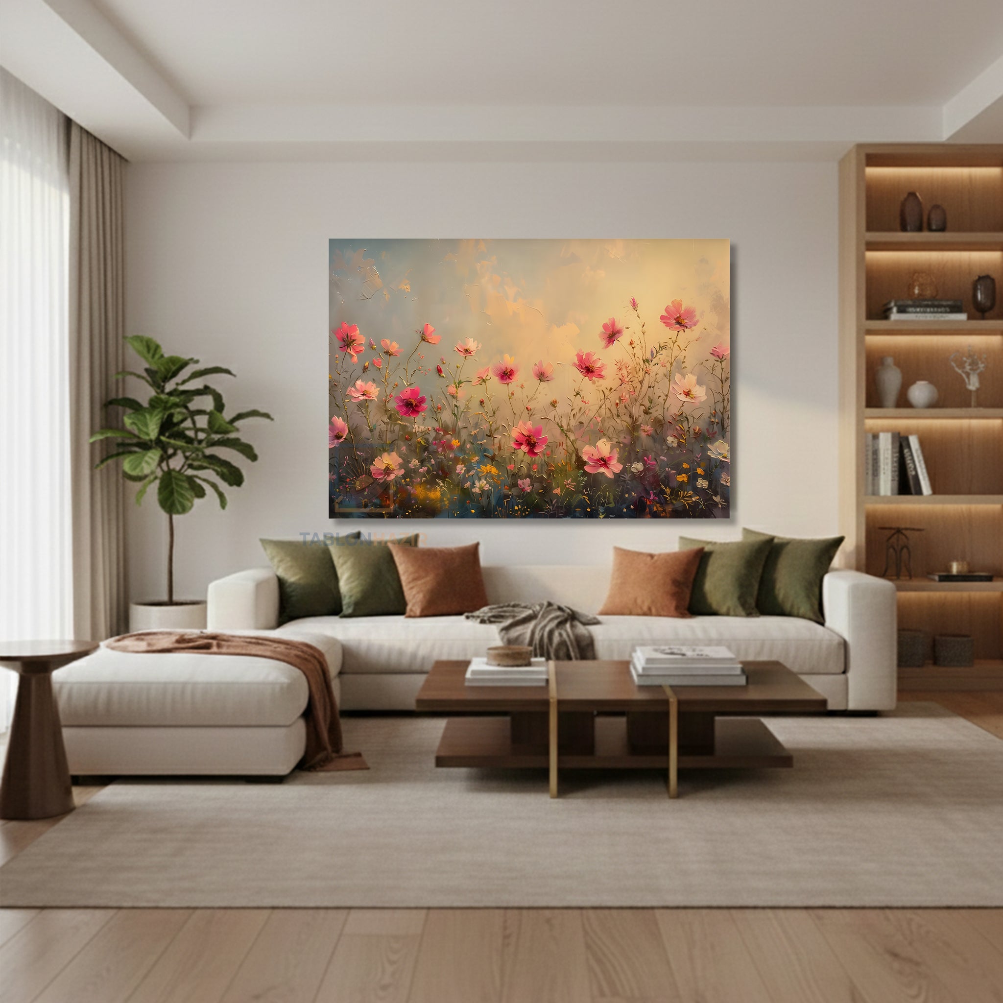 Yatay Kanvas Duvar Tablosu Cicekbahcesi33 Salon Tablosu Ofis Tablosu Yeni Ev Hediyesi Dekorasyon