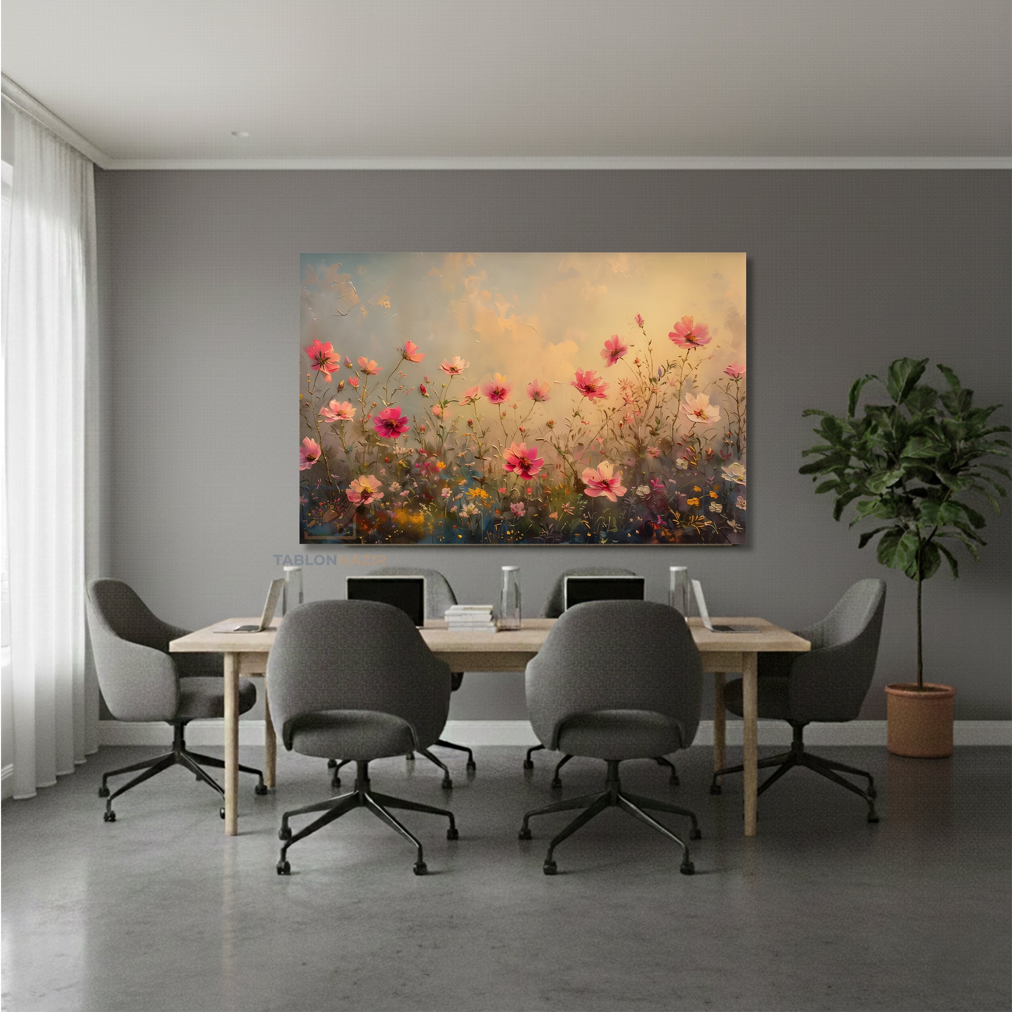 Yatay Kanvas Duvar Tablosu Cicekbahcesi33 Salon Tablosu Ofis Tablosu Yeni Ev Hediyesi Dekorasyon