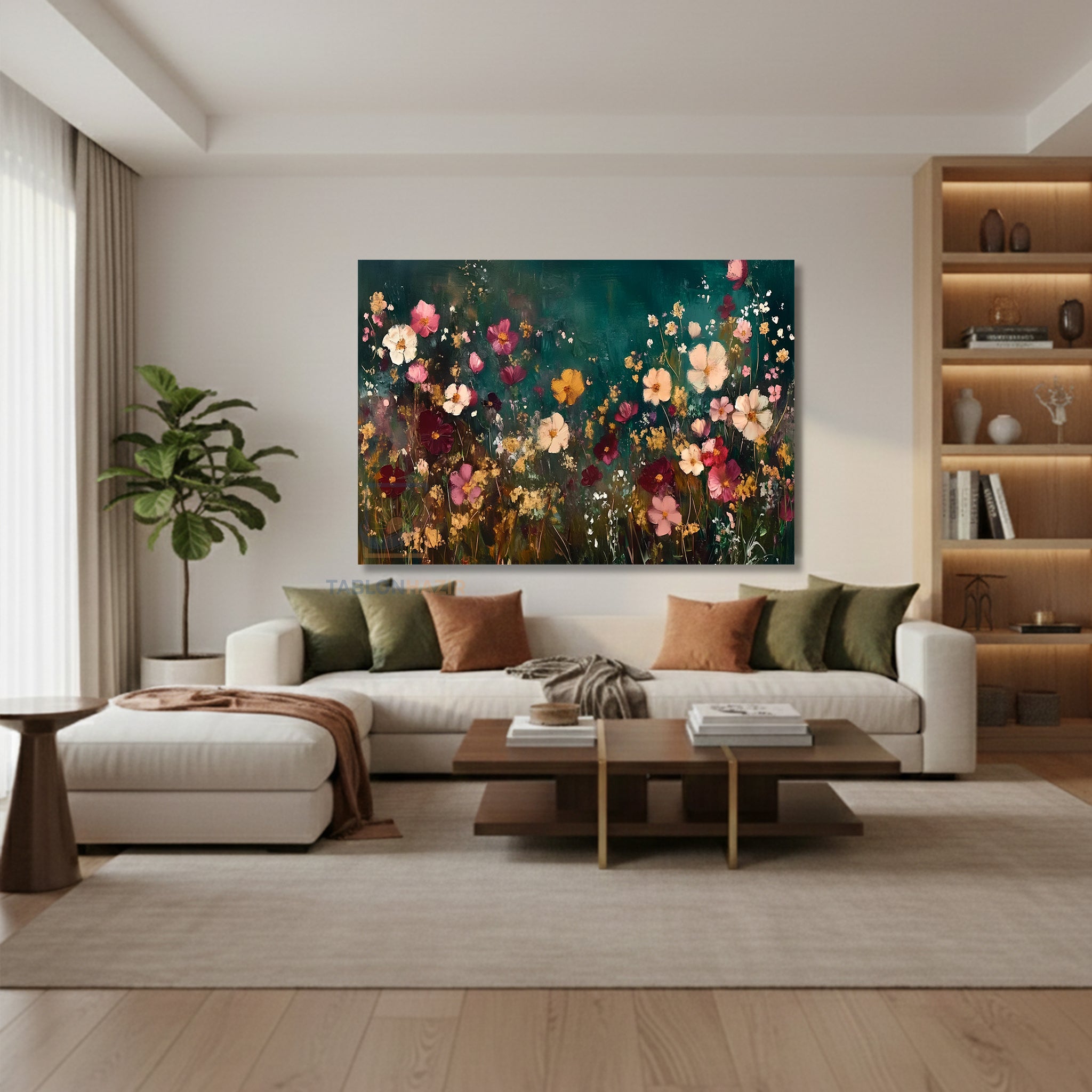 Yatay Kanvas Duvar Tablosu Cicekbahcesi44 Salon Tablosu Ofis Tablosu Yeni Ev Hediyesi Dekorasyon