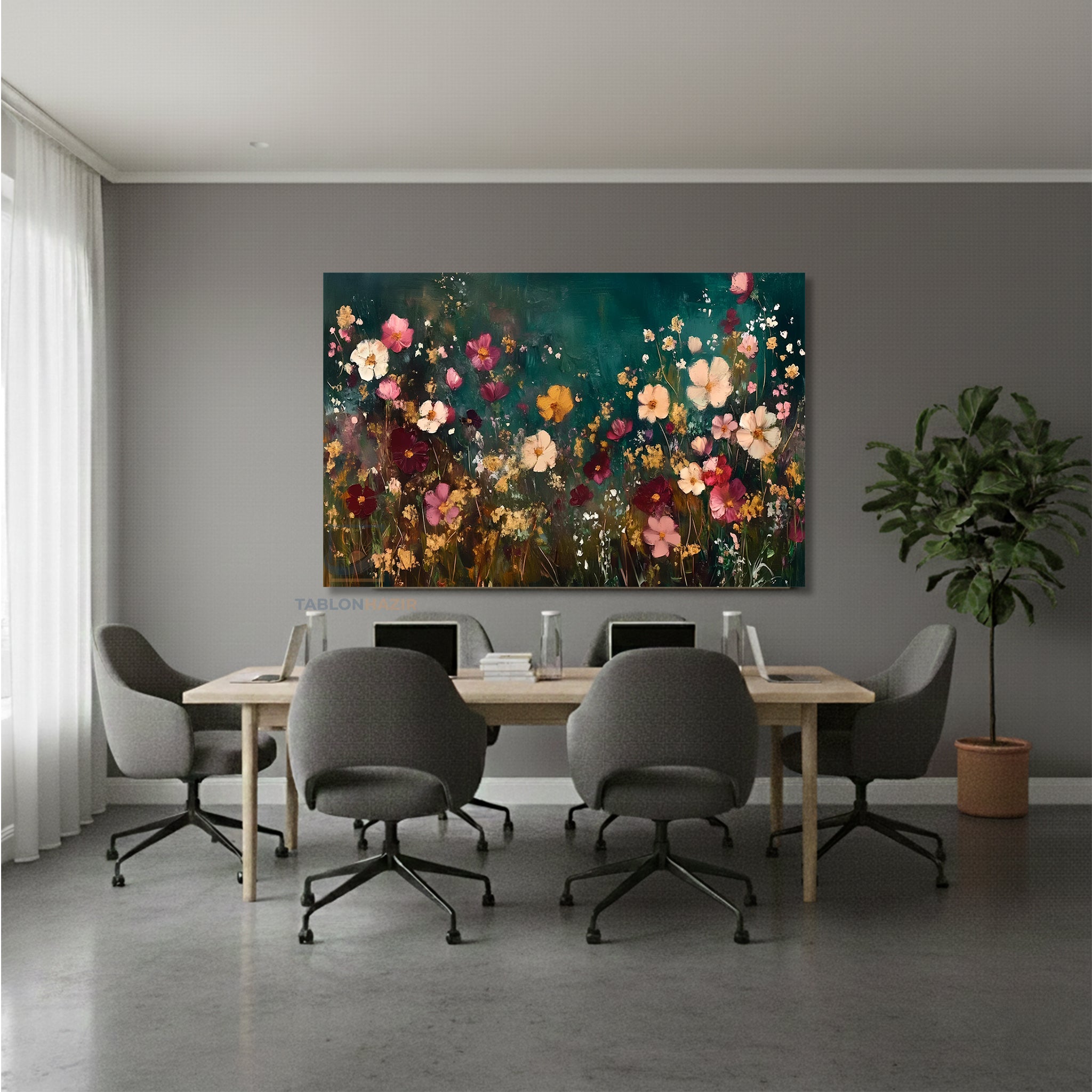 Yatay Kanvas Duvar Tablosu Cicekbahcesi44 Salon Tablosu Ofis Tablosu Yeni Ev Hediyesi Dekorasyon