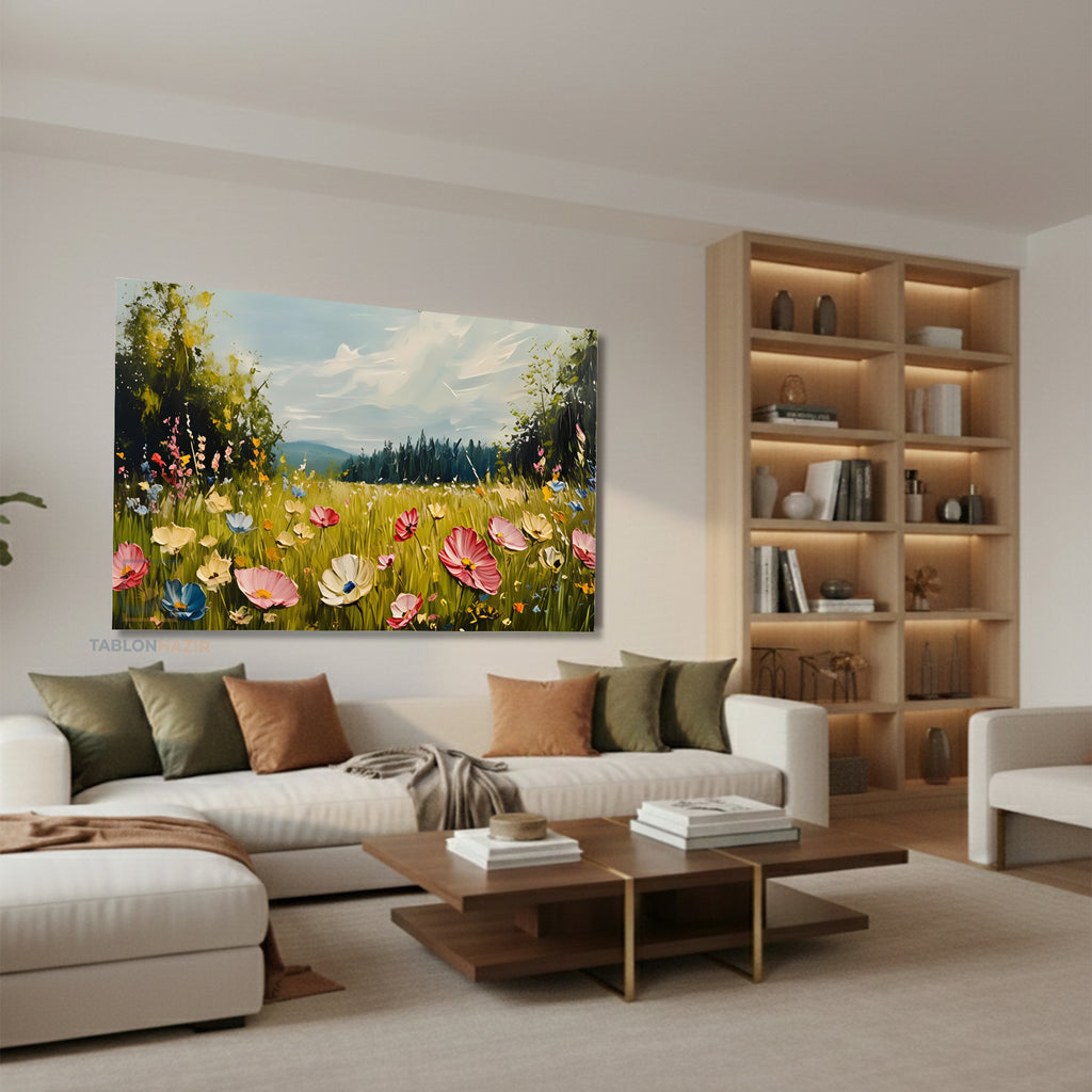 Yatay Kanvas Duvar Tablosu Cicekbahcesi66 Salon Tablosu Ofis Tablosu Yeni Ev Hediyesi Dekorasyon