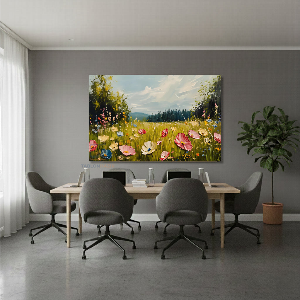 Yatay Kanvas Duvar Tablosu Cicekbahcesi66 Salon Tablosu Ofis Tablosu Yeni Ev Hediyesi Dekorasyon