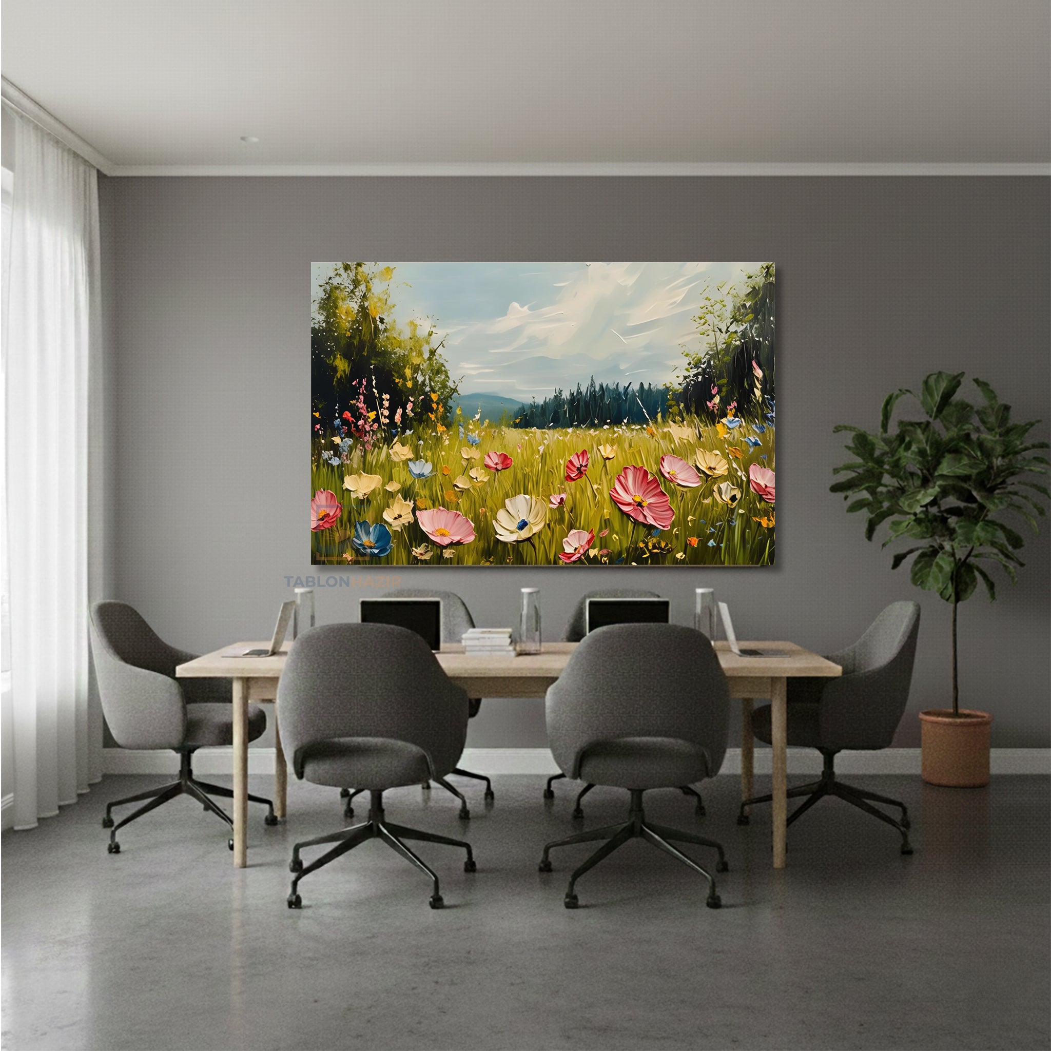 Yatay Kanvas Duvar Tablosu Cicekbahcesi66 Salon Tablosu Ofis Tablosu Yeni Ev Hediyesi Dekorasyon