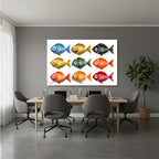 Yatay Kanvas Duvar Tablosu Cokrenklibaliklar Salon Tablosu Ofis Tablosu Yeni Ev Hediyesi Dekorasyon