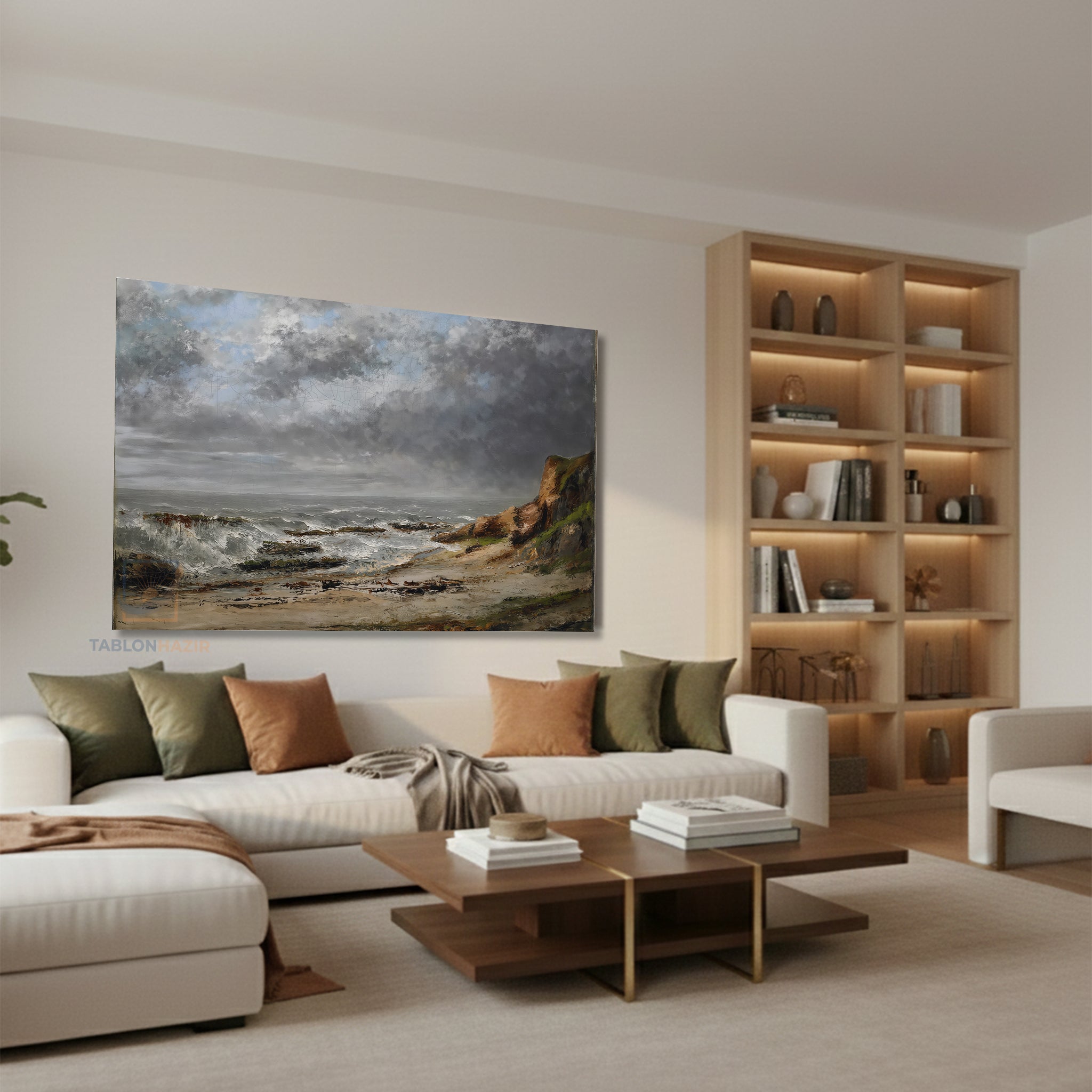 Yatay Kanvas Duvar Tablosu Dalgalidenizmanzarası Salon Tablosu Ofis Tablosu Ev Hediyesi Dekorasyon