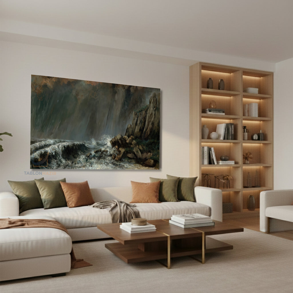 Yatay Kanvas Duvar Tablosu Firtinalideniz Salon Tablosu Ofis Tablosu Yeni Ev Hediyesi Dekorasyon