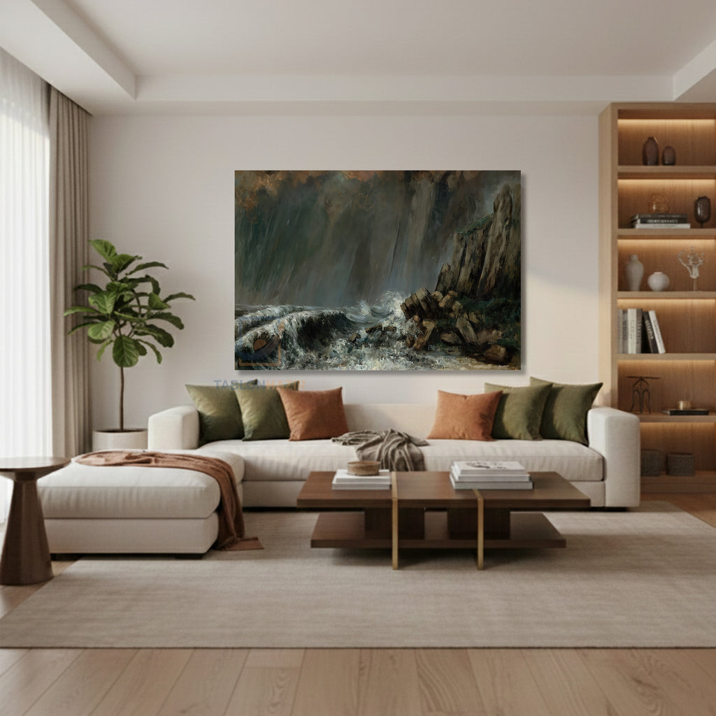 Yatay Kanvas Duvar Tablosu Firtinalideniz Salon Tablosu Ofis Tablosu Yeni Ev Hediyesi Dekorasyon