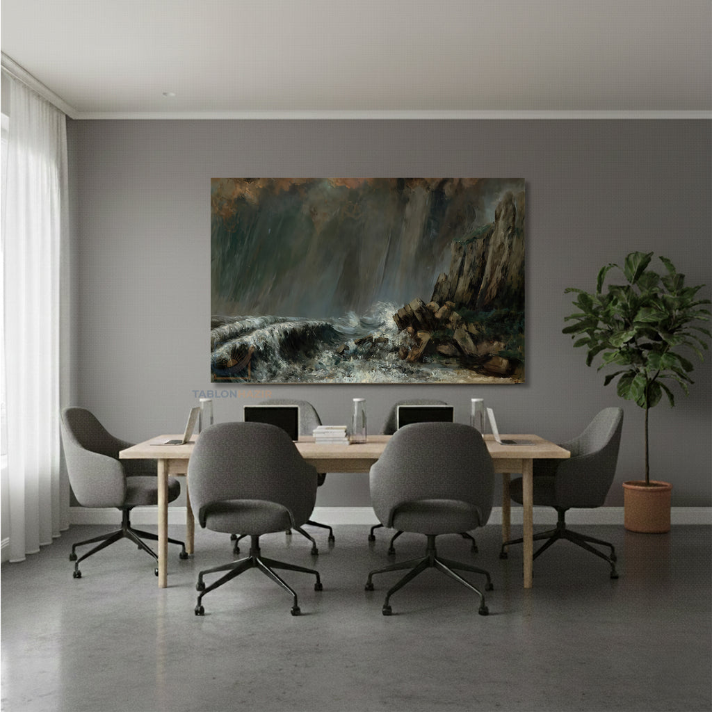Yatay Kanvas Duvar Tablosu Firtinalideniz Salon Tablosu Ofis Tablosu Yeni Ev Hediyesi Dekorasyon