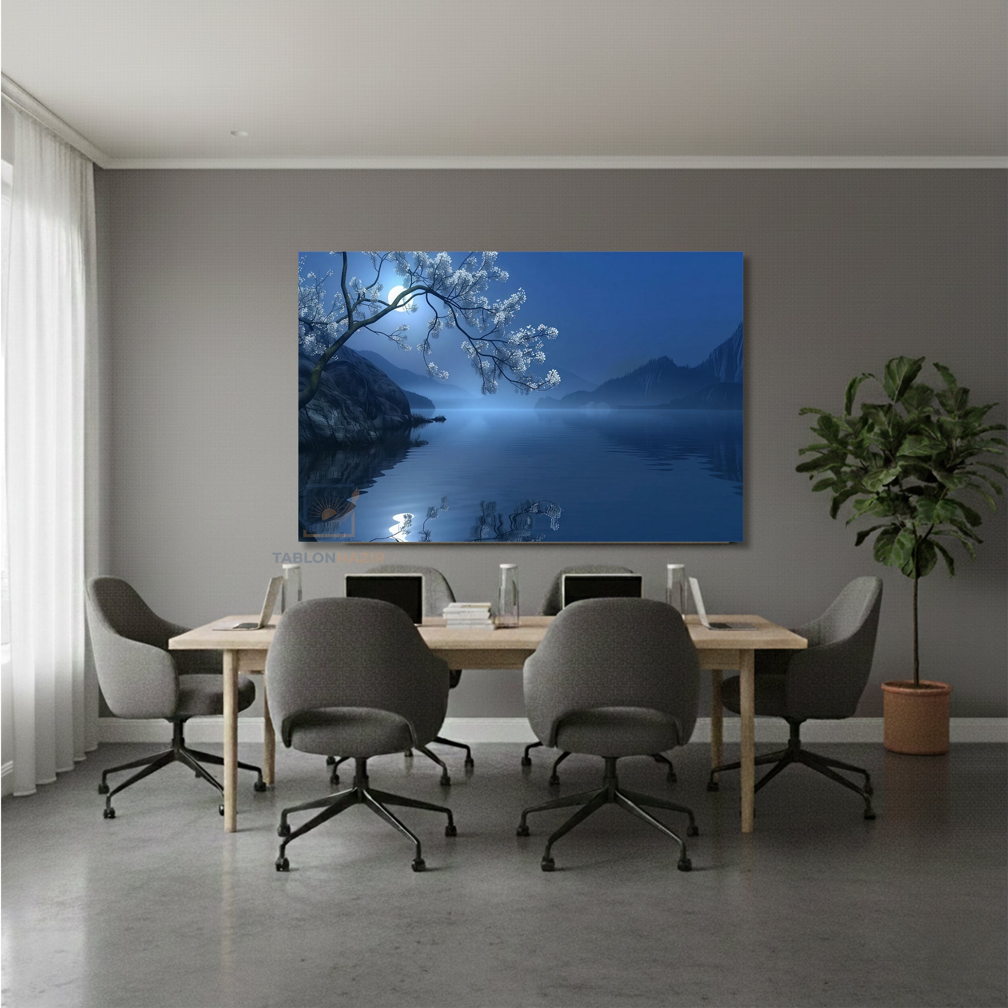 Yatay Kanvas Duvar Tablosu Gecedogamanzarasi Salon Tablosu Ofis Tablosu Yeni Ev Hediyesi Dekorasyon