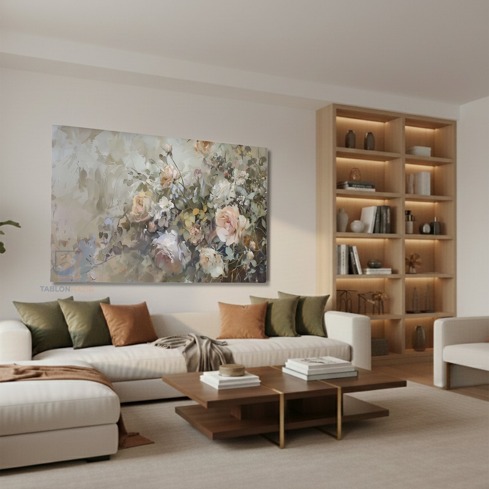 Yatay Kanvas Duvar Tablosu Gulbahcesi Salon Tablosu Ofis Tablosu Yeni Ev Hediyesi Dekorasyon