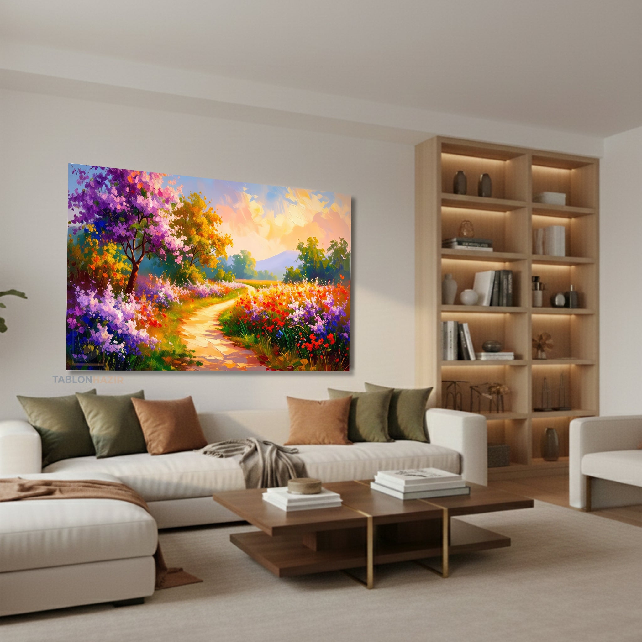 Yatay Kanvas Duvar Tablosu Ilkbaharmanzarasi Salon Tablosu Ofis Tablosu Yeni Ev Hediyesi Dekorasyon