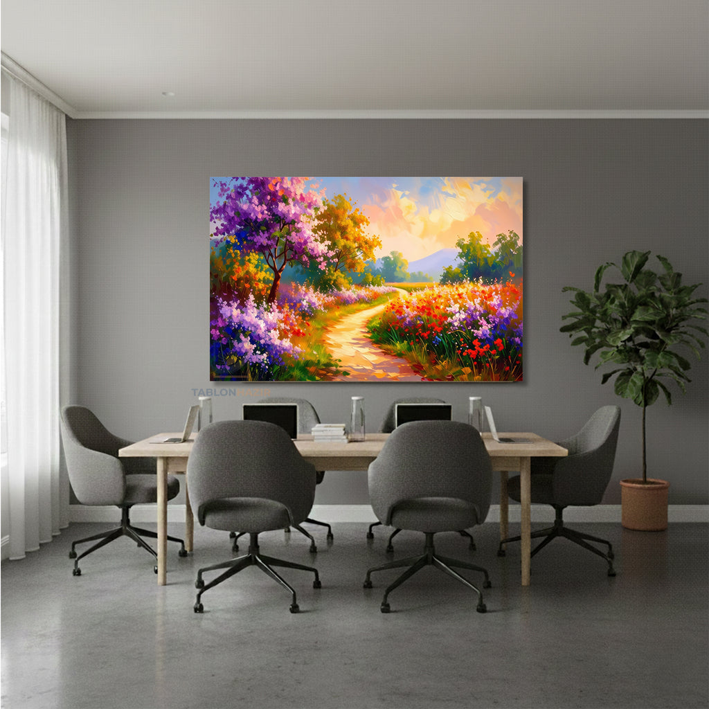 Yatay Kanvas Duvar Tablosu Ilkbaharmanzarasi Salon Tablosu Ofis Tablosu Yeni Ev Hediyesi Dekorasyon