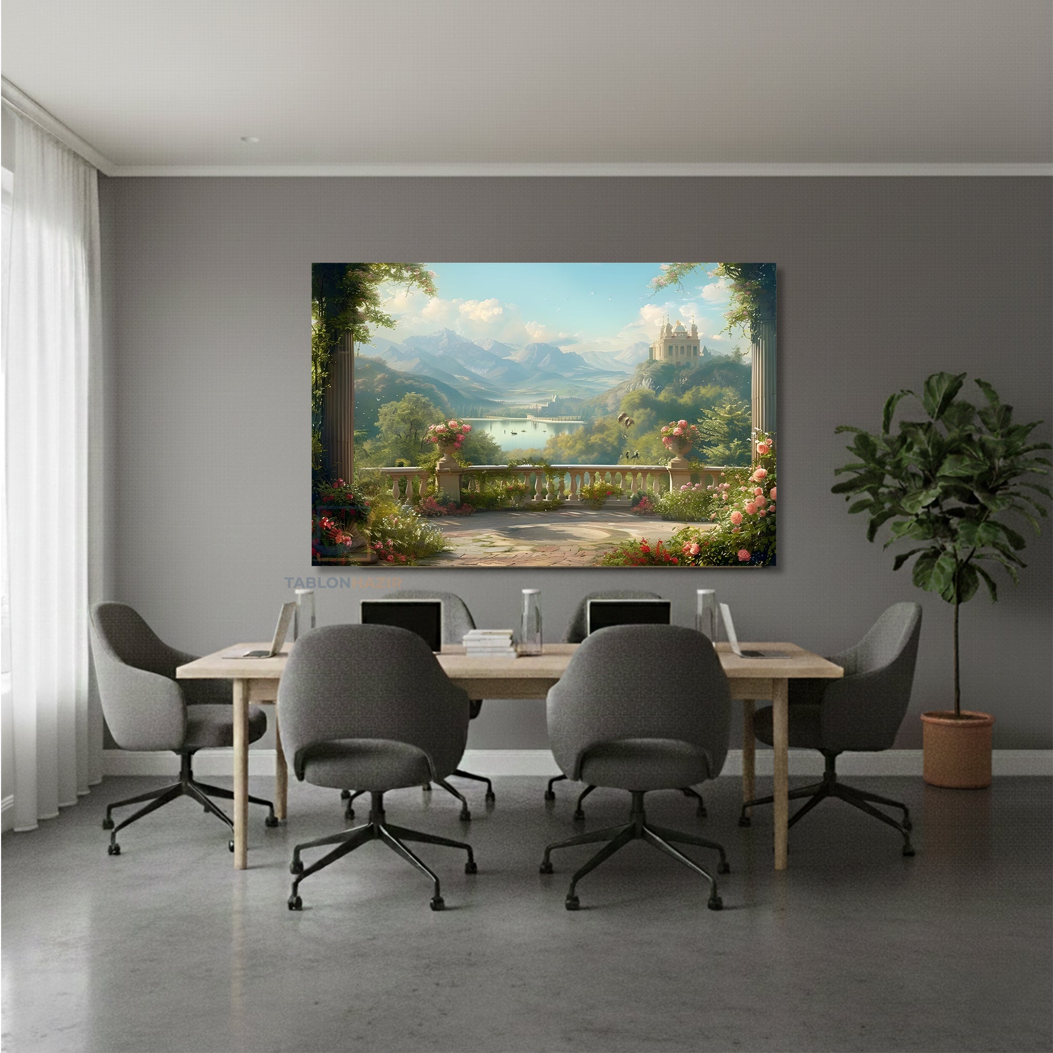 Yatay Kanvas Duvar Tablosu Kanvas Şatomanzara Salon Tablosu Ofis Tablosu Ev Hediyesi Dekorasyon