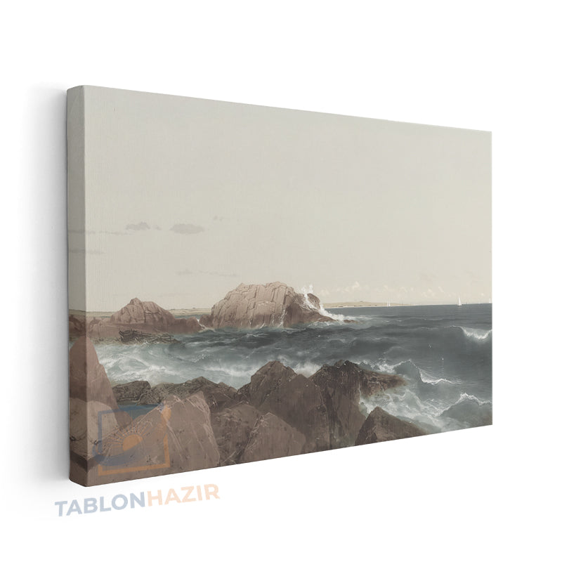 Yatay Kanvas Duvar Tablosu Kayalıklarvedeniz Salon Tablosu Ofis Tablosu Yeni Ev Hediyesi Dekorasyon