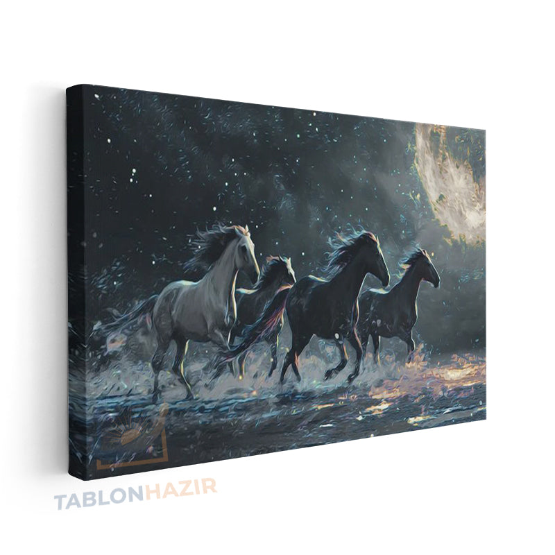 Yatay Kanvas Duvar Tablosu Kingdom Of Horses Pins Salon Tablosu Ofis Tablosu Ev Hediyesi Dekorasyon