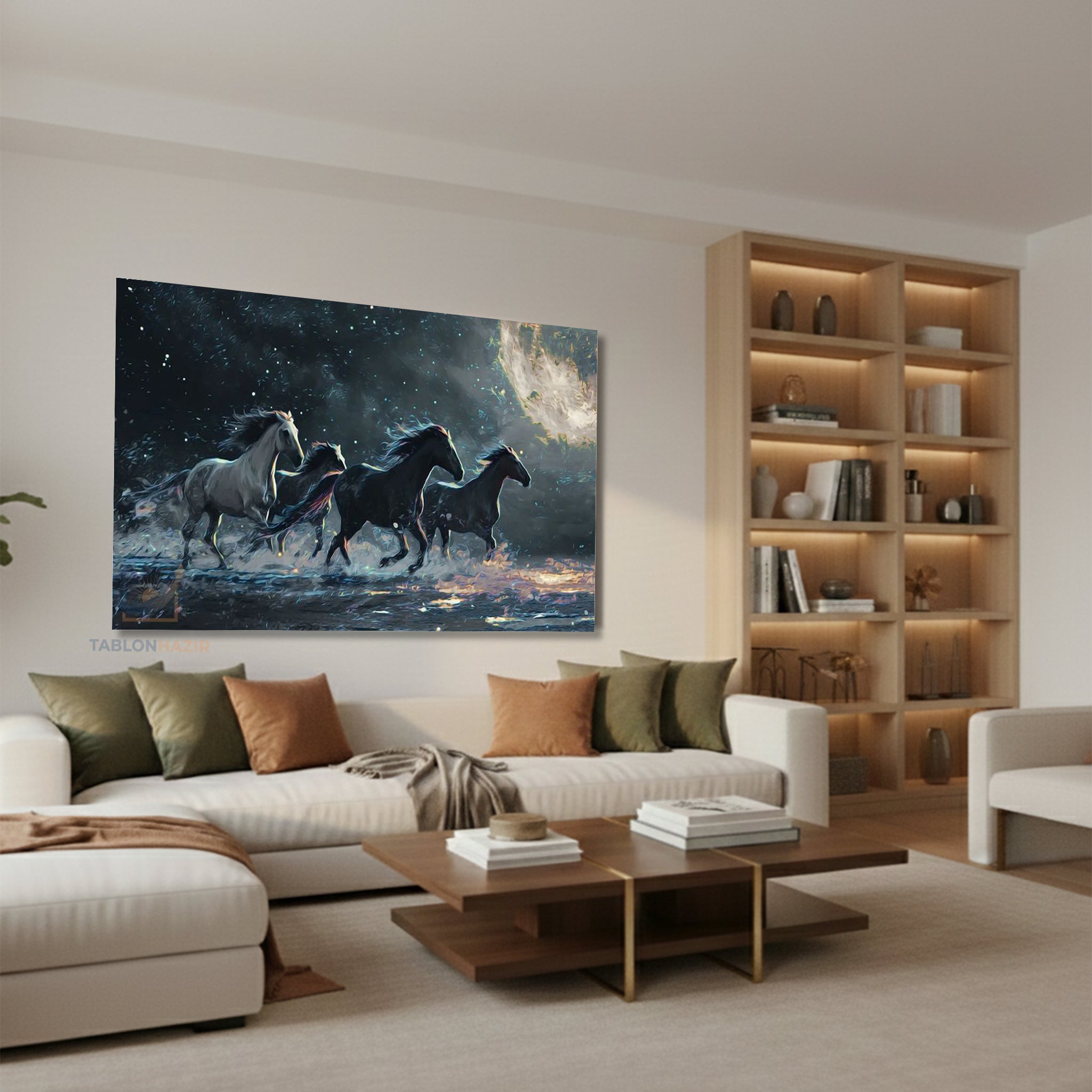 Yatay Kanvas Duvar Tablosu Kingdom Of Horses Pins Salon Tablosu Ofis Tablosu Ev Hediyesi Dekorasyon