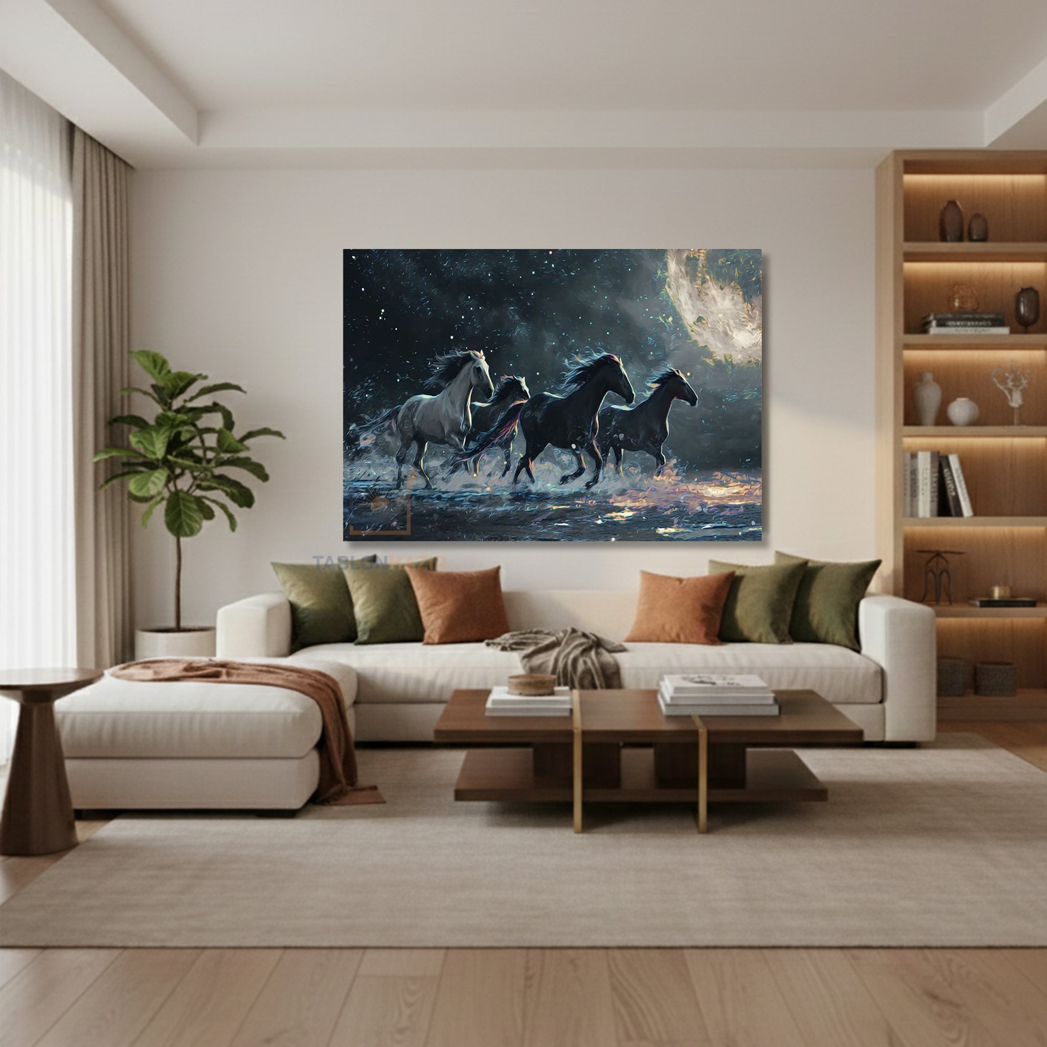 Yatay Kanvas Duvar Tablosu Kingdom Of Horses Pins Salon Tablosu Ofis Tablosu Ev Hediyesi Dekorasyon