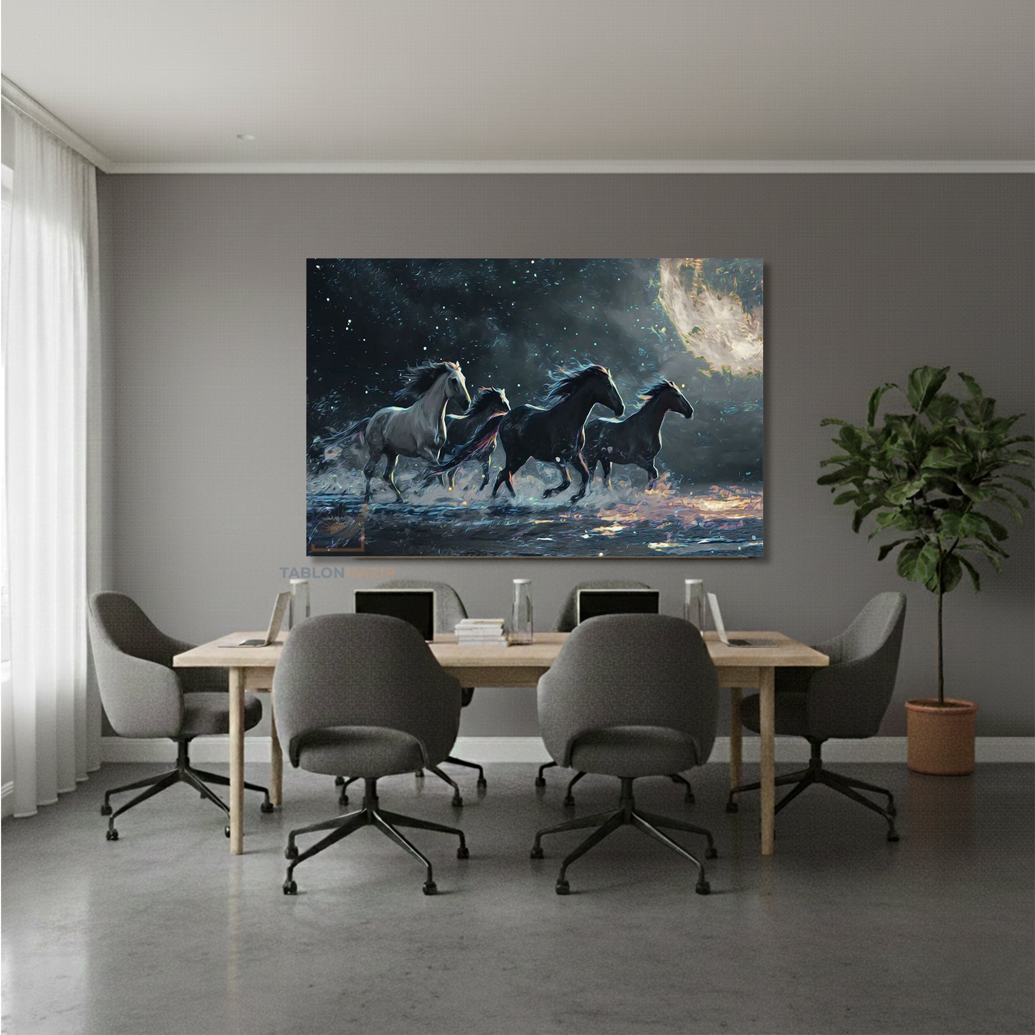 Yatay Kanvas Duvar Tablosu Kingdom Of Horses Pins Salon Tablosu Ofis Tablosu Ev Hediyesi Dekorasyon