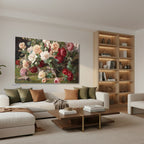 Yatay Kanvas Duvar Tablosu Kirmizibeyazguller Salon Tablosu Ofis Tablosu Yeni Ev Hediyesi Dekorasyon