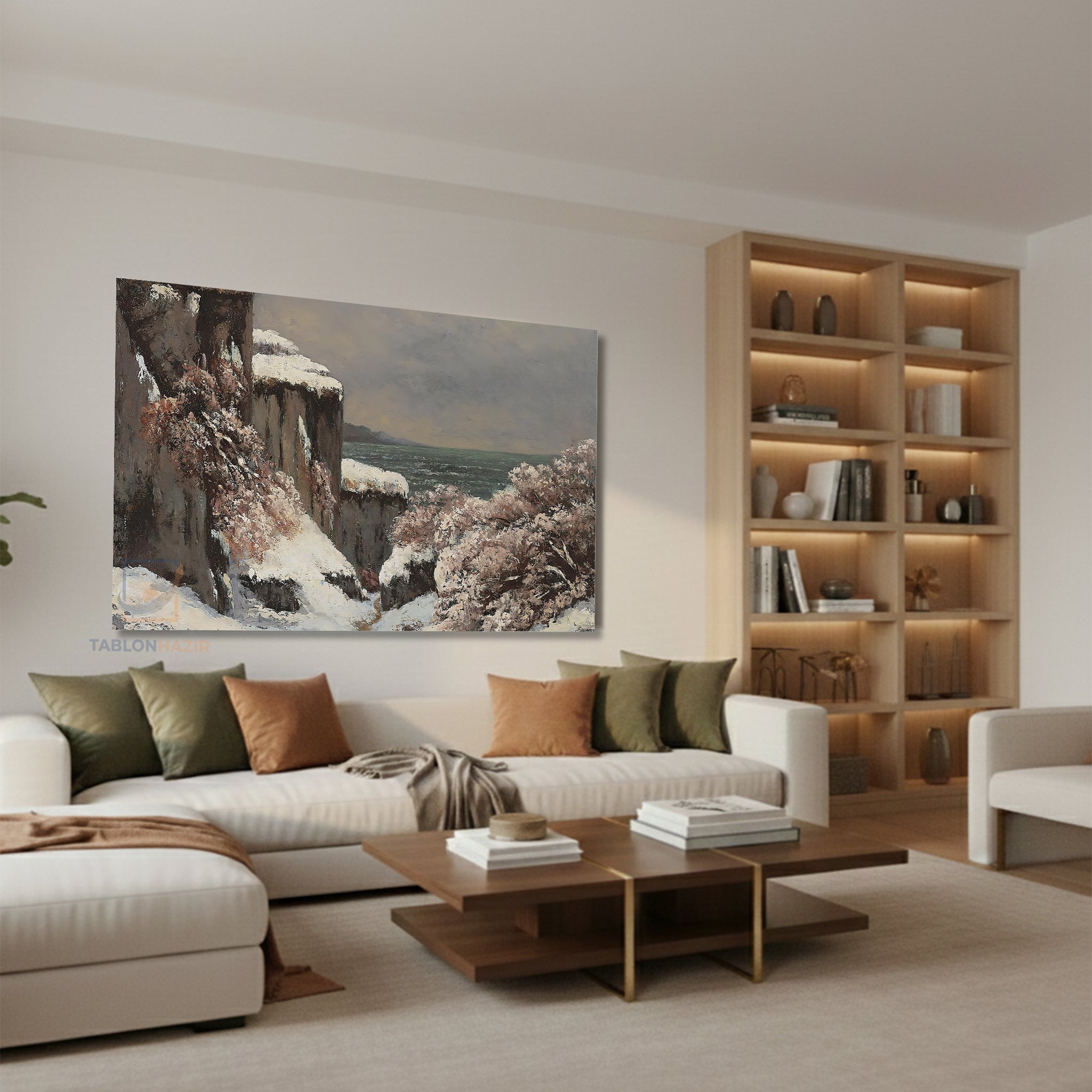 Yatay Kanvas Duvar Tablosu Kismanzarasi Salon Tablosu Ofis Tablosu Yeni Ev Hediyesi Dekorasyon