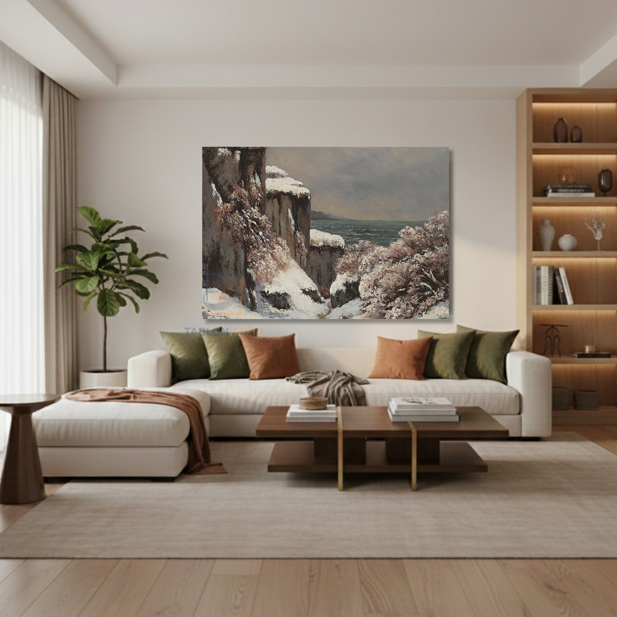 Yatay Kanvas Duvar Tablosu Kismanzarasi Salon Tablosu Ofis Tablosu Yeni Ev Hediyesi Dekorasyon