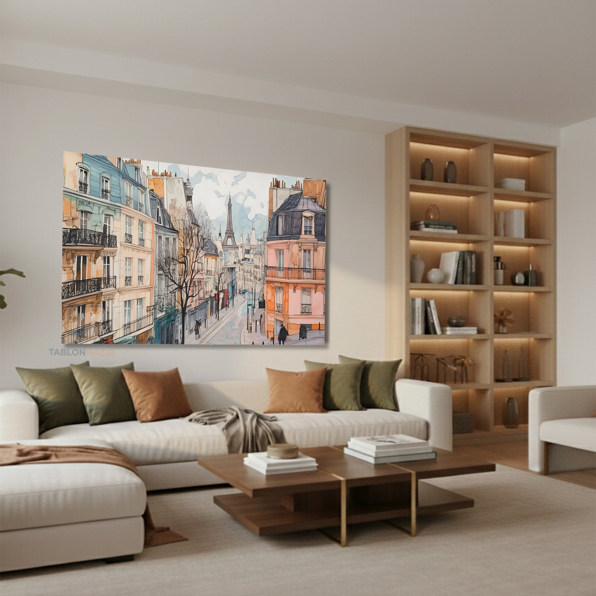 Yatay Kanvas Duvar Tablosu Parissokaklari Salon Tablosu Ofis Tablosu Yeni Ev Hediyesi Dekorasyon