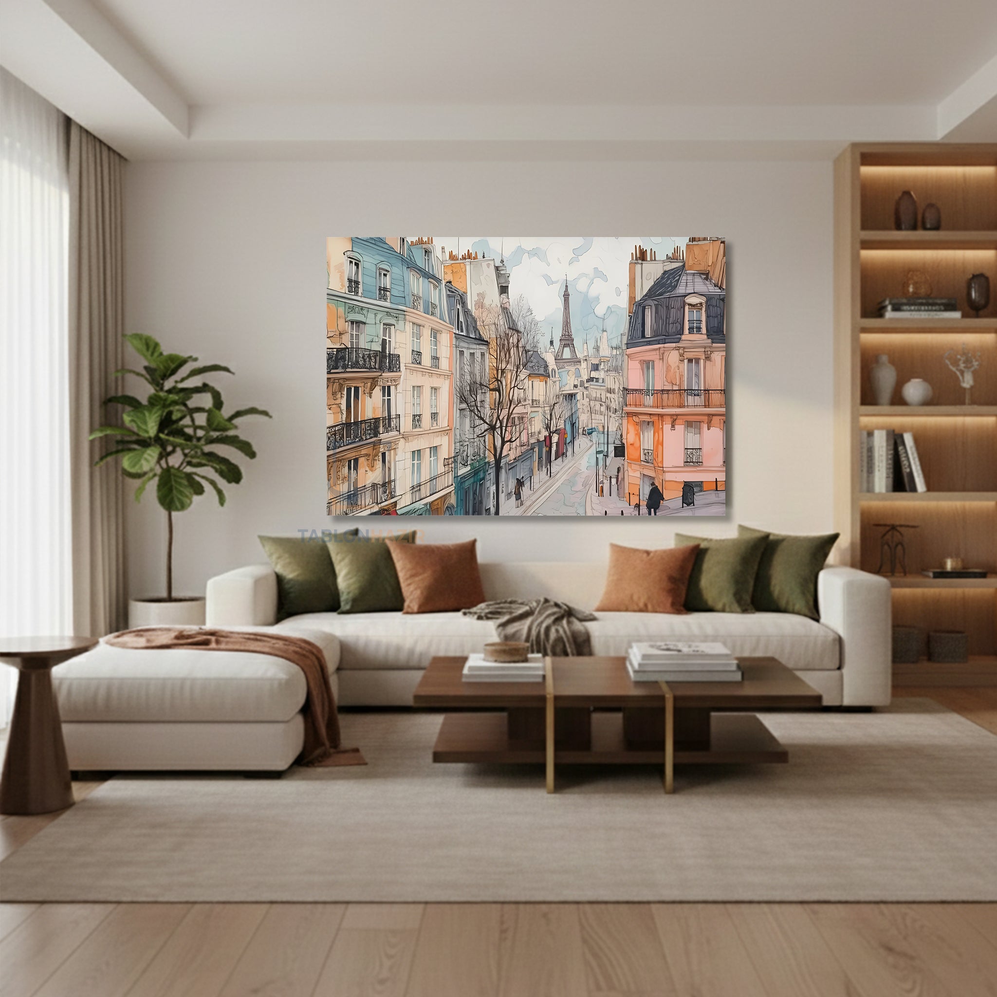 Yatay Kanvas Duvar Tablosu Parissokaklari Salon Tablosu Ofis Tablosu Yeni Ev Hediyesi Dekorasyon