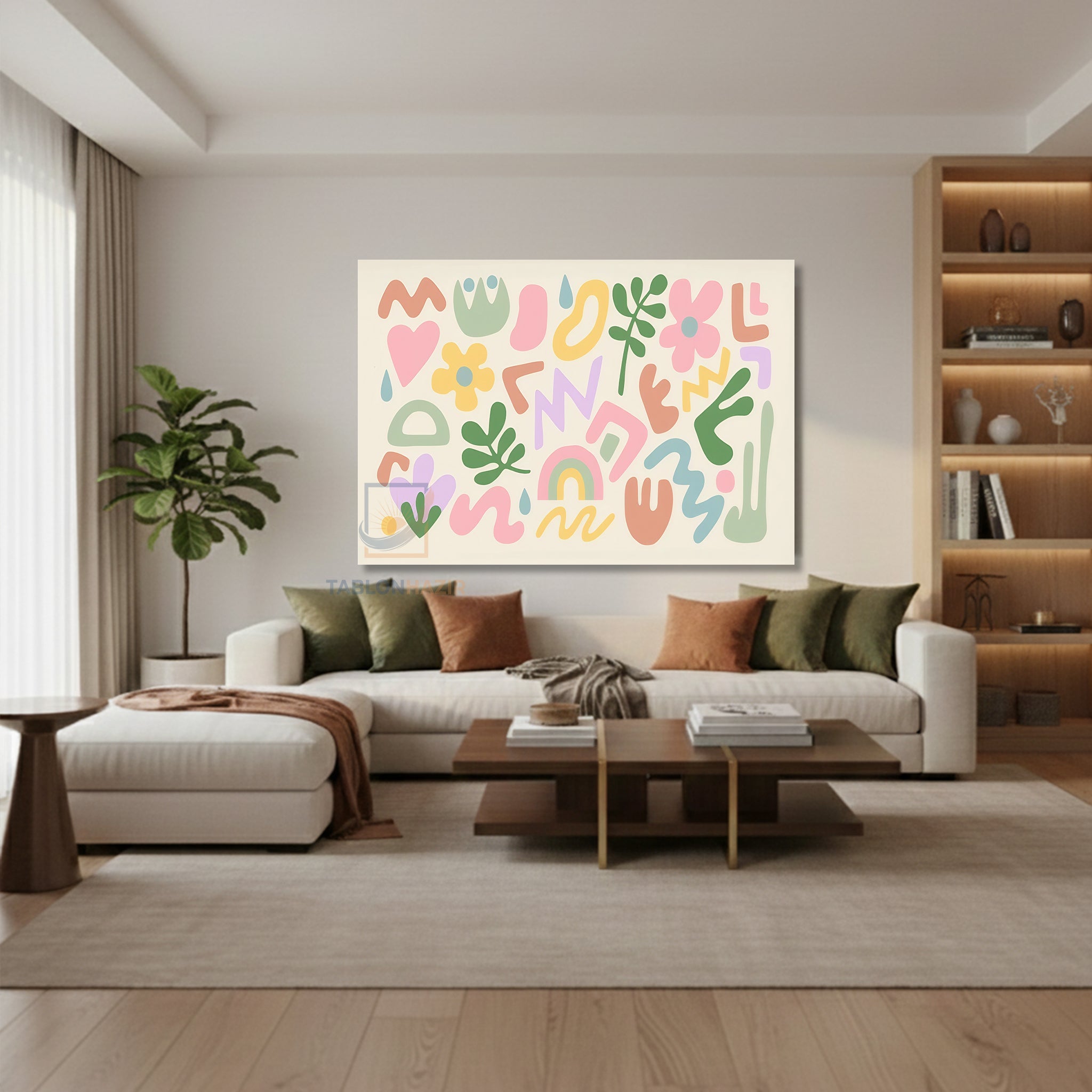 Yatay Kanvas Duvar Tablosu Pastelrenksekiller Salon Tablosu Ofis Tablosu Yeni Ev Hediyesi Dekorasyon