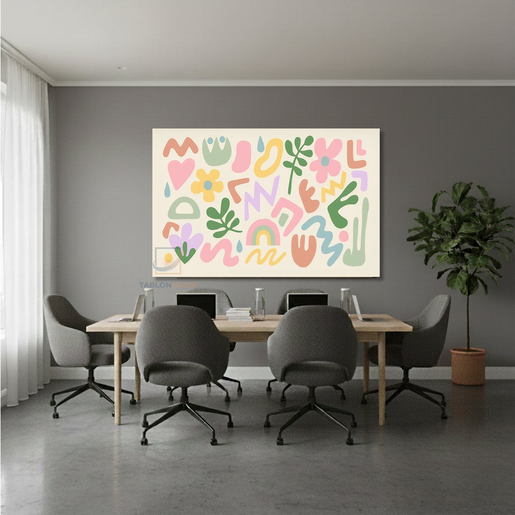 Yatay Kanvas Duvar Tablosu Pastelrenksekiller Salon Tablosu Ofis Tablosu Yeni Ev Hediyesi Dekorasyon
