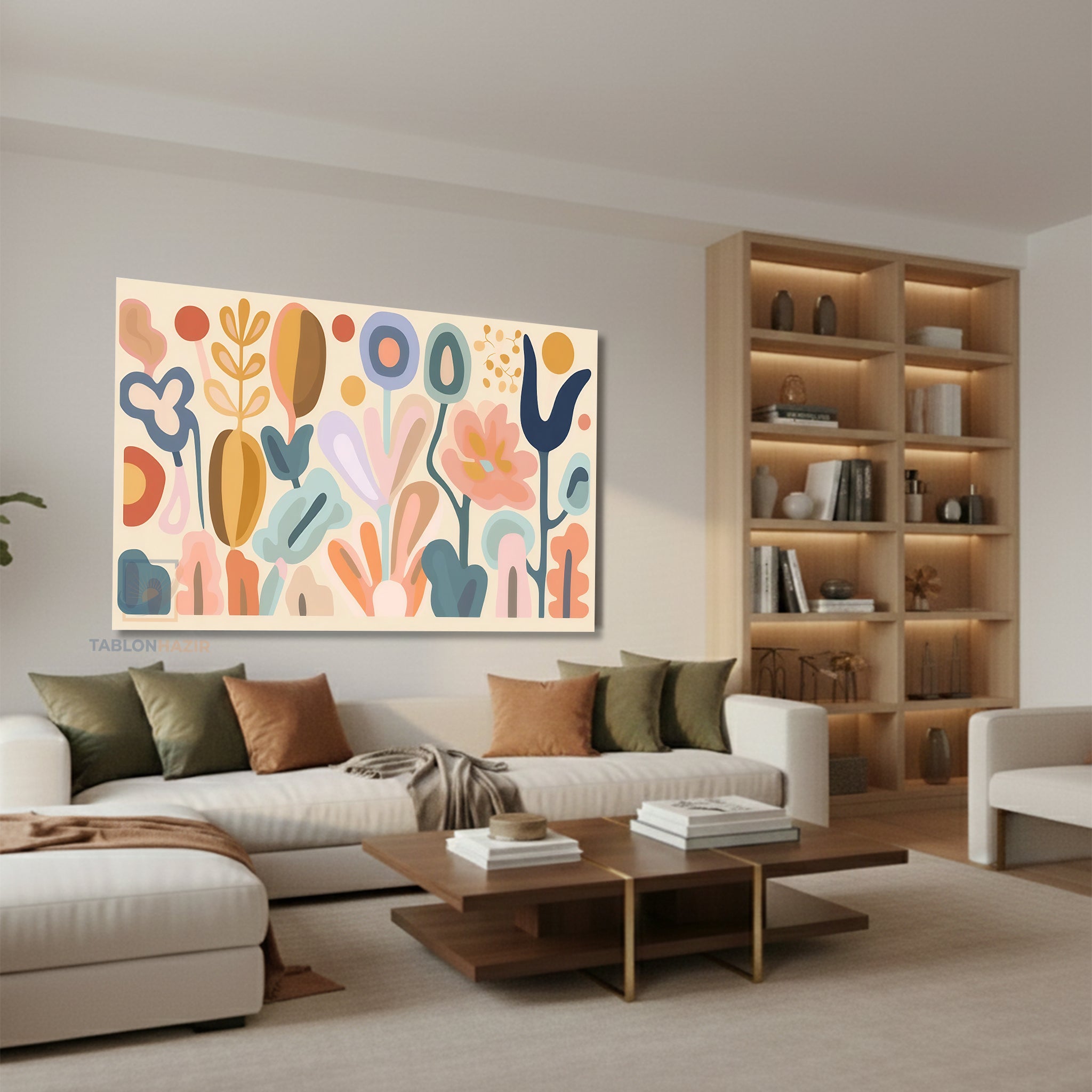 Yatay Kanvas Duvar Tablosu Pastelrenksekiller Salon Tablosu Ofis Tablosu Yeni Ev Hediyesi Dekorasyon