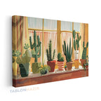 Yatay Kanvas Duvar Tablosu Saksidakikaktusler Salon Tablosu Ofis Tablosu Yeni Ev Hediyesi Dekorasyon