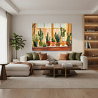 Yatay Kanvas Duvar Tablosu Saksidakikaktusler Salon Tablosu Ofis Tablosu Yeni Ev Hediyesi Dekorasyon