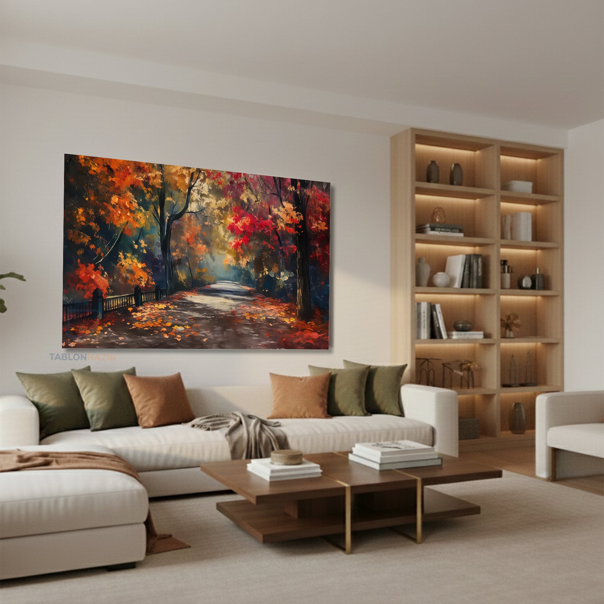 Yatay Kanvas Duvar Tablosu Sonbaharmanzarasi2 Salon Tablosu Ofis Tablosu Yeni Ev Hediyesi Dekorasyon