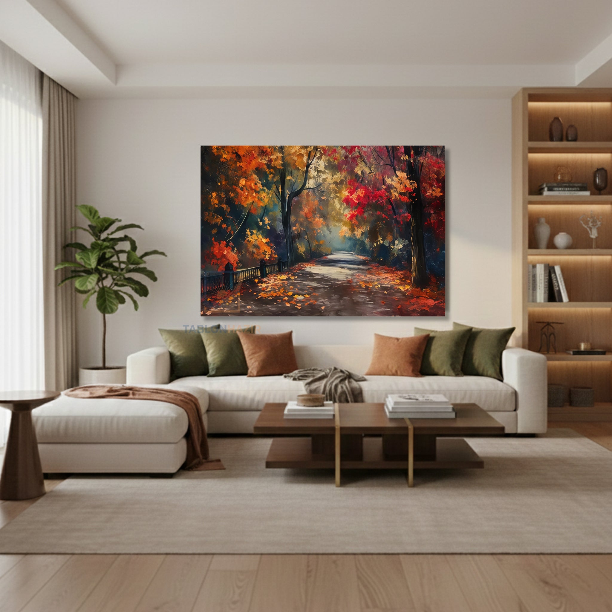 Yatay Kanvas Duvar Tablosu Sonbaharmanzarasi2 Salon Tablosu Ofis Tablosu Yeni Ev Hediyesi Dekorasyon