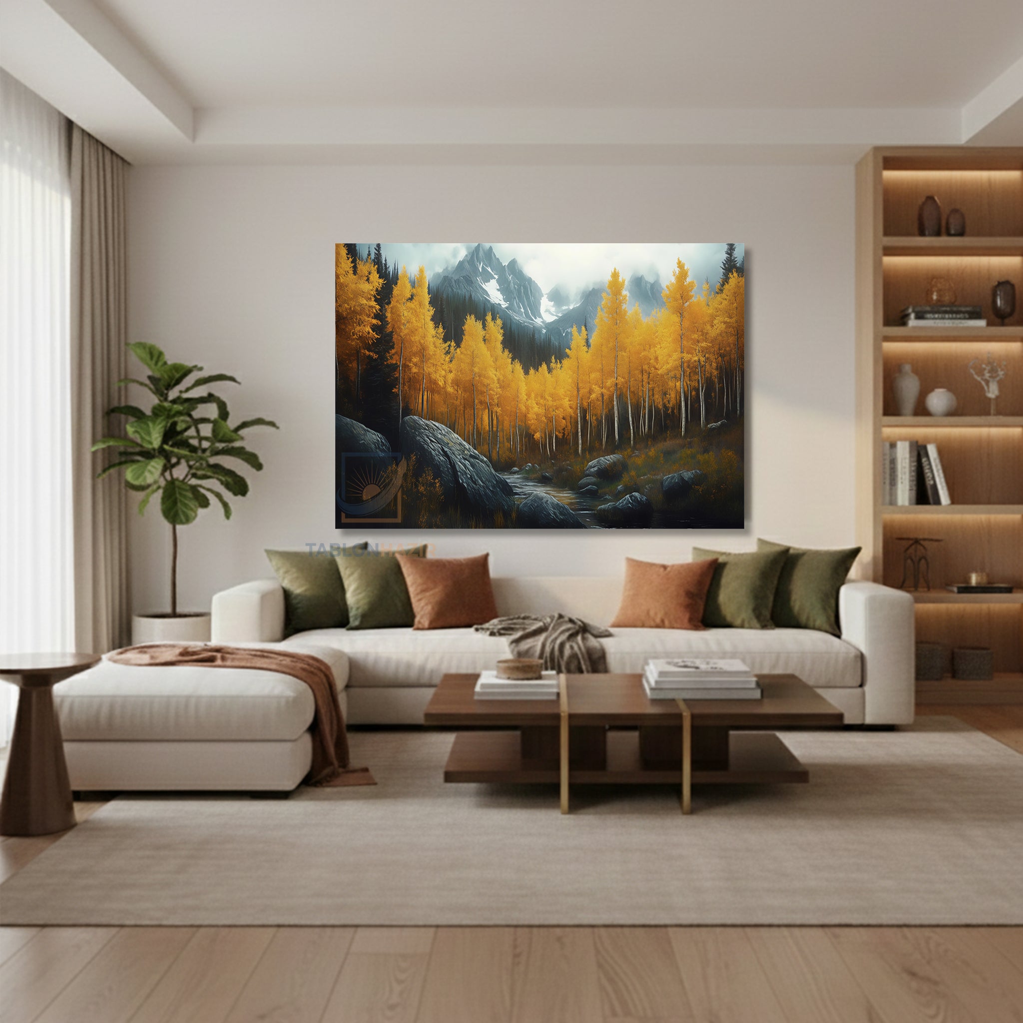 Yatay Kanvas Duvar Tablosu Sonbaharmanzarasi3 Salon Tablosu Ofis Tablosu Yeni Ev Hediyesi Dekorasyon
