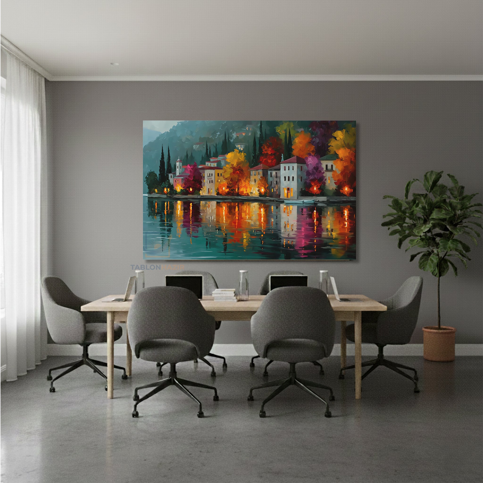 Yatay Kanvas Duvar Tablosu Sonbaharmanzarasi4 Salon Tablosu Ofis Tablosu Yeni Ev Hediyesi Dekorasyon