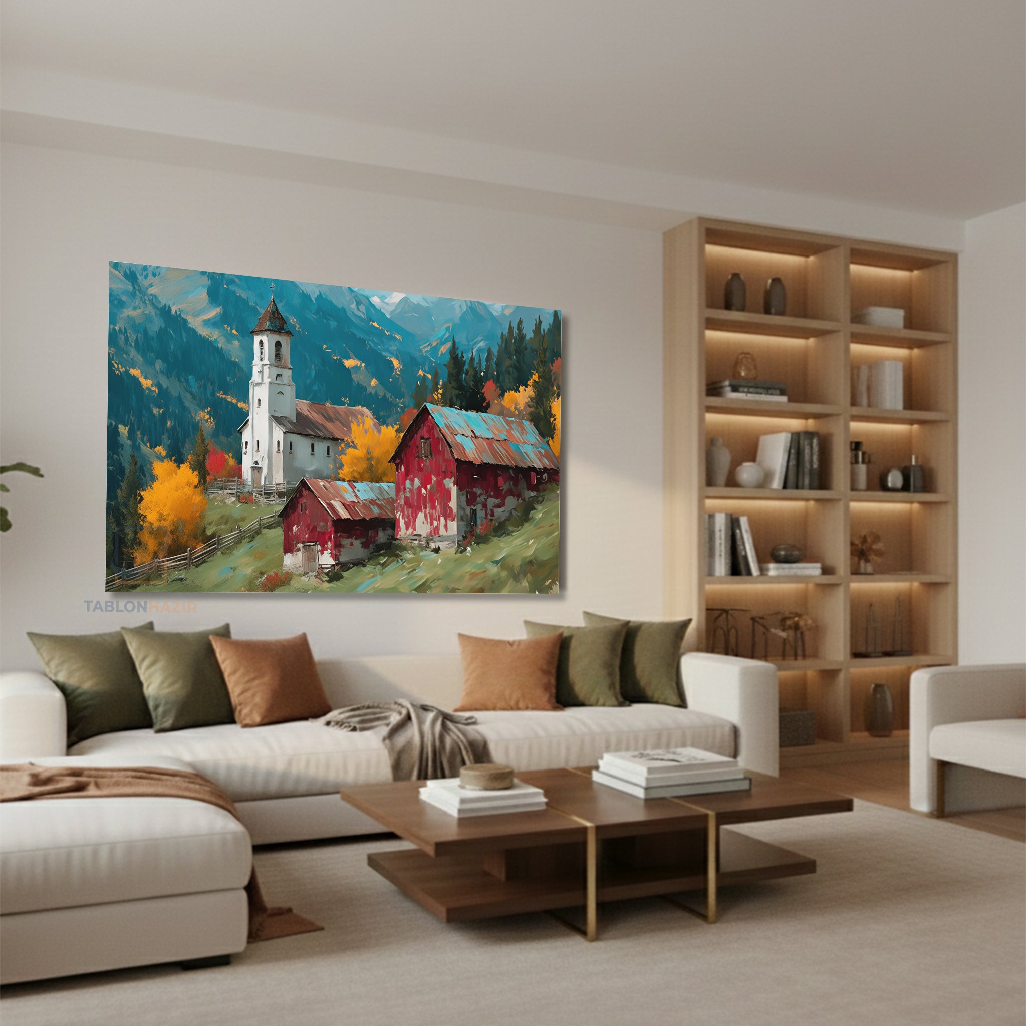 Yatay Kanvas Duvar Tablosu Sonbaharmanzarasi5 Salon Tablosu Ofis Tablosu Yeni Ev Hediyesi Dekorasyon