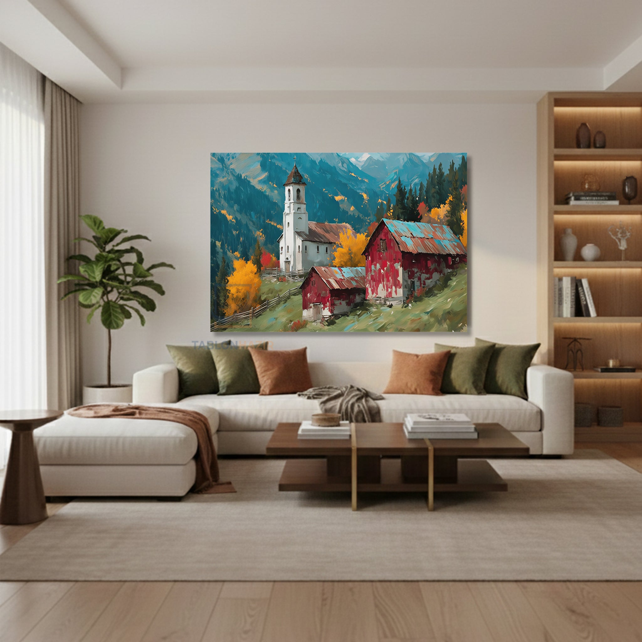 Yatay Kanvas Duvar Tablosu Sonbaharmanzarasi5 Salon Tablosu Ofis Tablosu Yeni Ev Hediyesi Dekorasyon