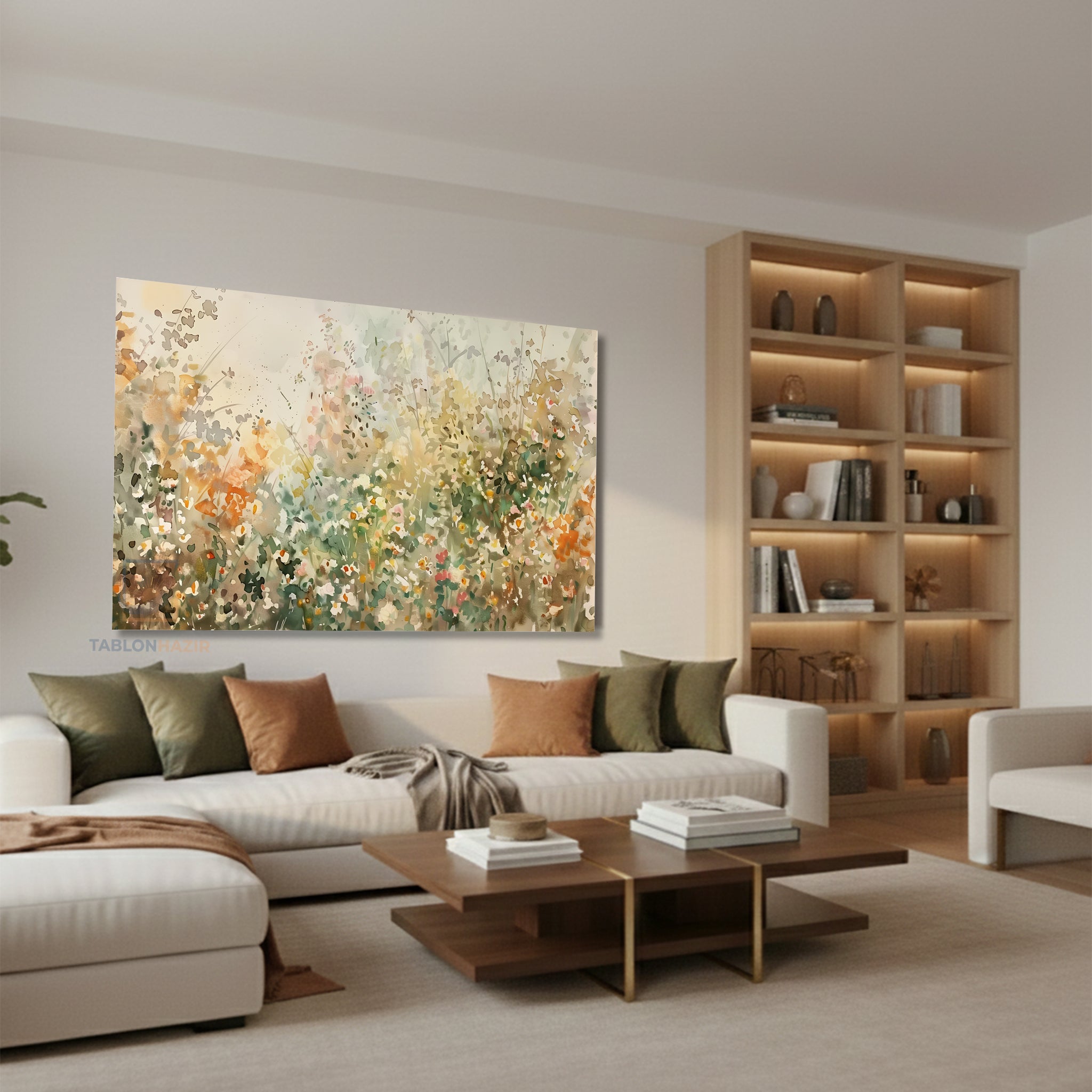 Yatay Kanvas Duvar Tablosu Soyutcicekbahcesi Salon Tablosu Ofis Tablosu Yeni Ev Hediyesi Dekorasyon