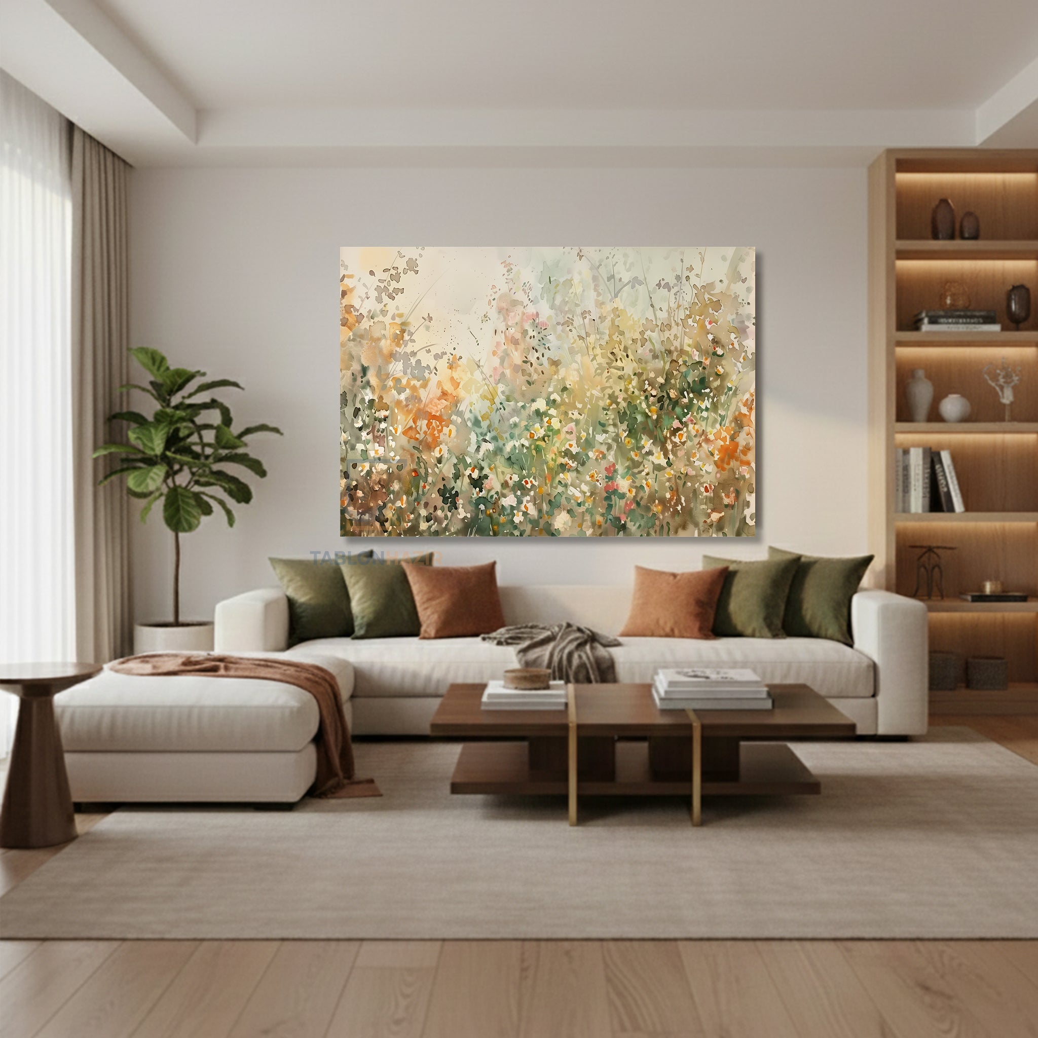 Yatay Kanvas Duvar Tablosu Soyutcicekbahcesi Salon Tablosu Ofis Tablosu Yeni Ev Hediyesi Dekorasyon