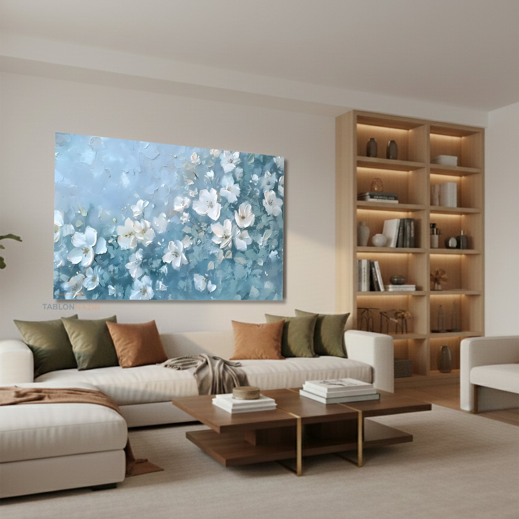 Yatay Kanvas Duvar Tablosu Soyutciceksanati Salon Tablosu Ofis Tablosu Yeni Ev Hediyesi Dekorasyon