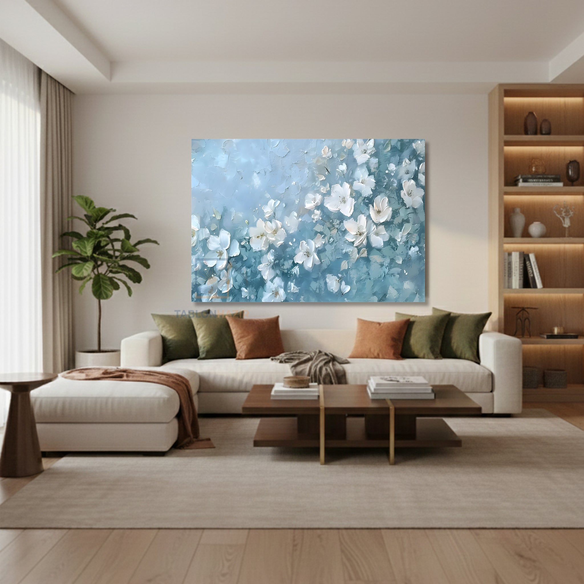 Yatay Kanvas Duvar Tablosu Soyutciceksanati Salon Tablosu Ofis Tablosu Yeni Ev Hediyesi Dekorasyon