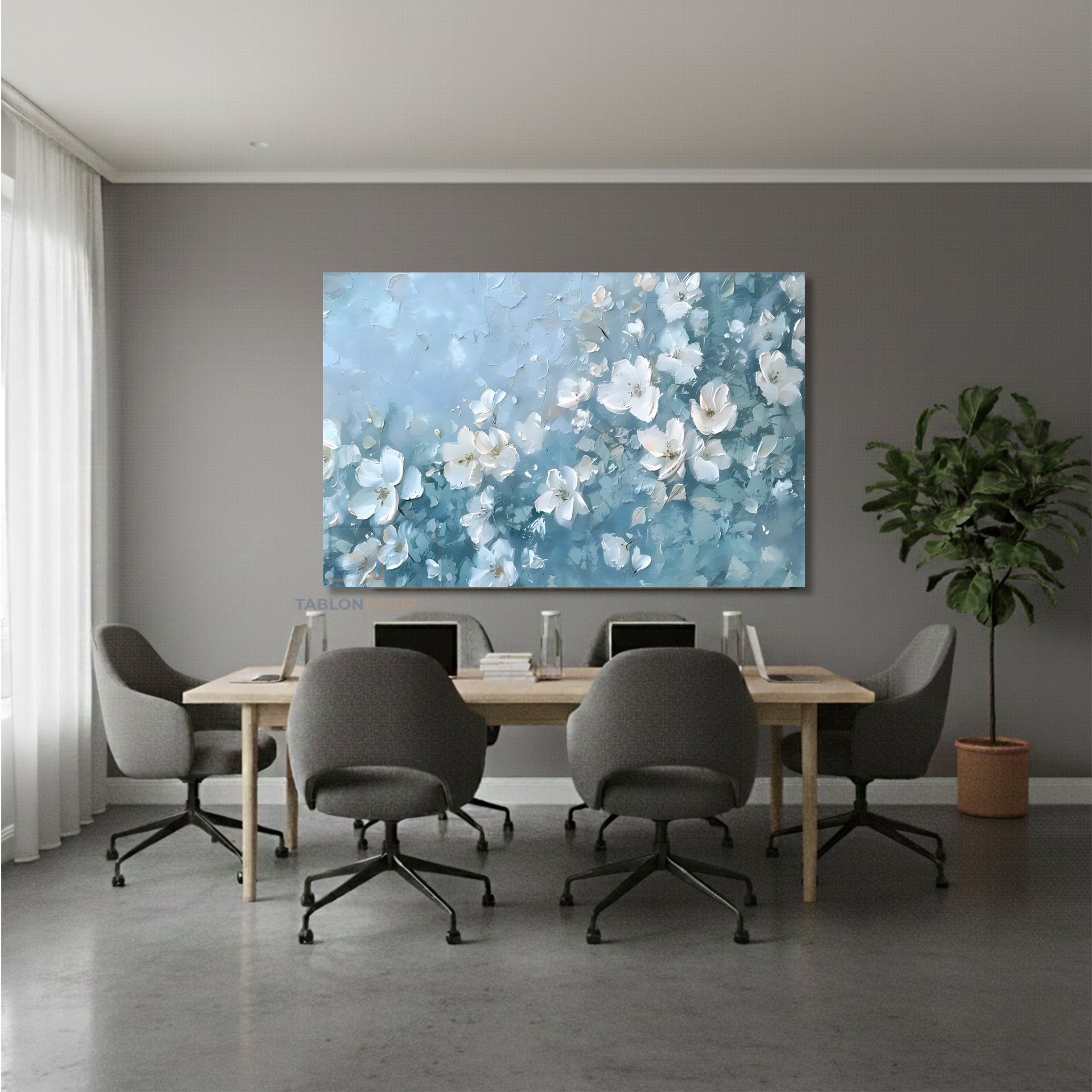 Yatay Kanvas Duvar Tablosu Soyutciceksanati Salon Tablosu Ofis Tablosu Yeni Ev Hediyesi Dekorasyon