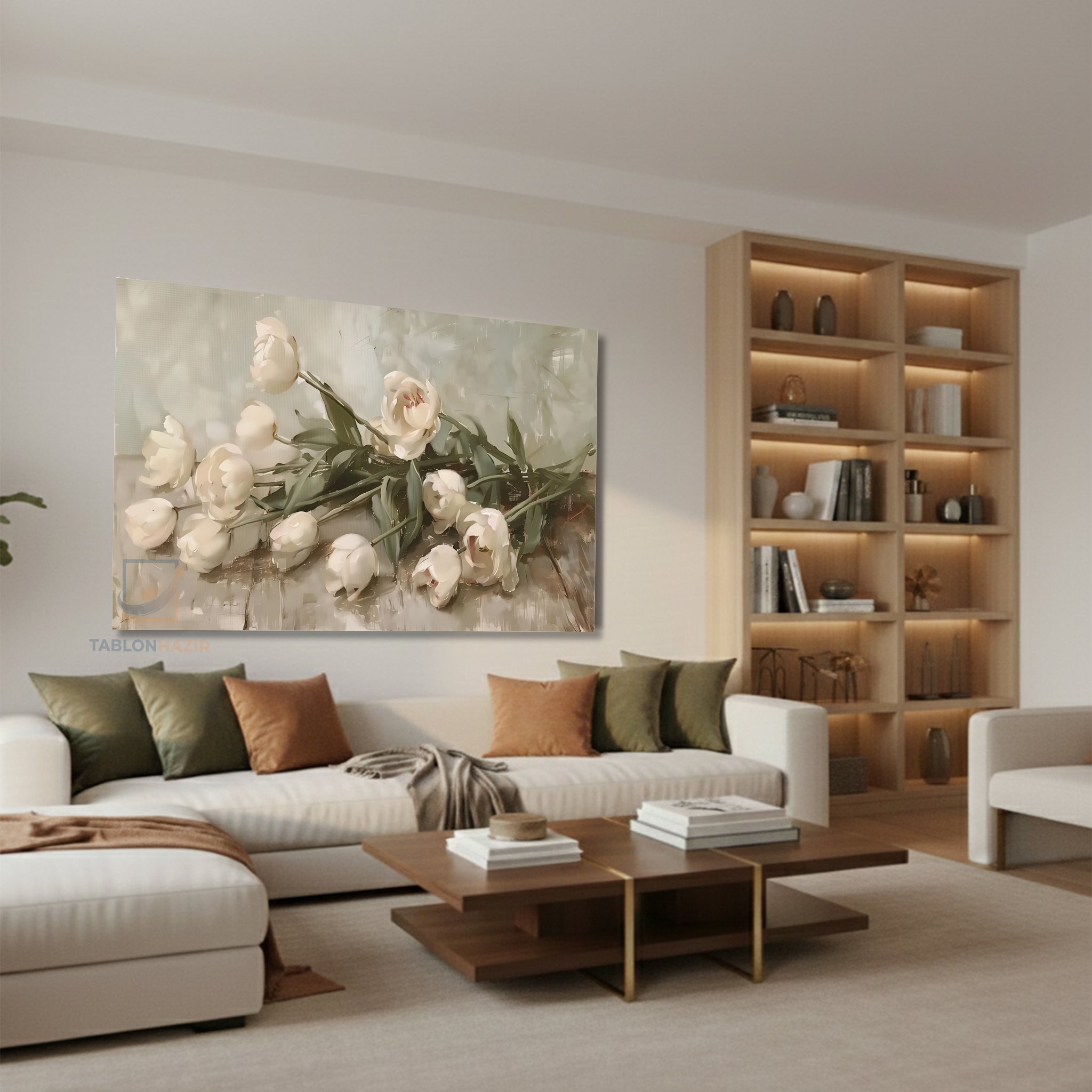 Yatay Kanvas Duvar Tablosu Soyutciceksanati4 Salon Tablosu Ofis Tablosu Yeni Ev Hediyesi Dekorasyon