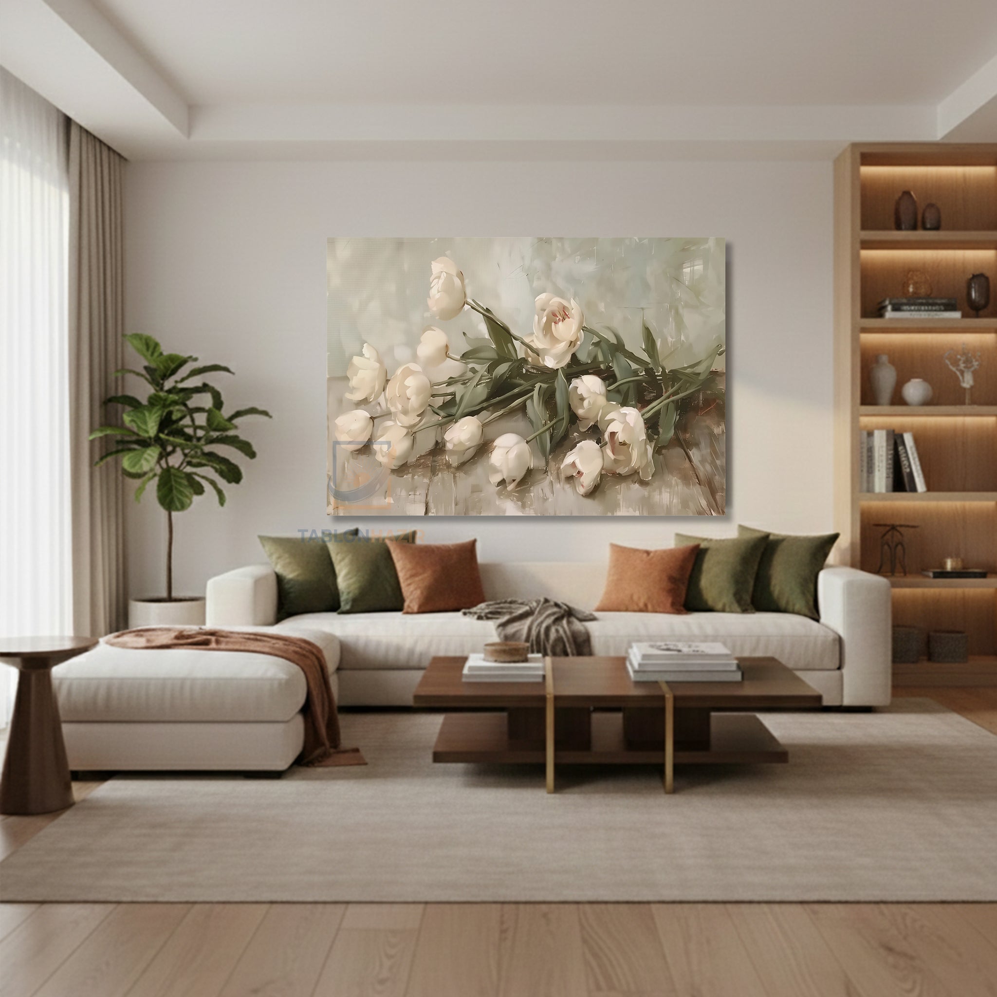 Yatay Kanvas Duvar Tablosu Soyutciceksanati4 Salon Tablosu Ofis Tablosu Yeni Ev Hediyesi Dekorasyon